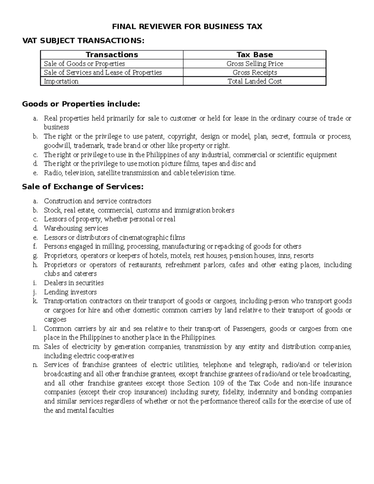 Final Reviewer FOR Business TAX - FINAL REVIEWER FOR BUSINESS TAX VAT ...
