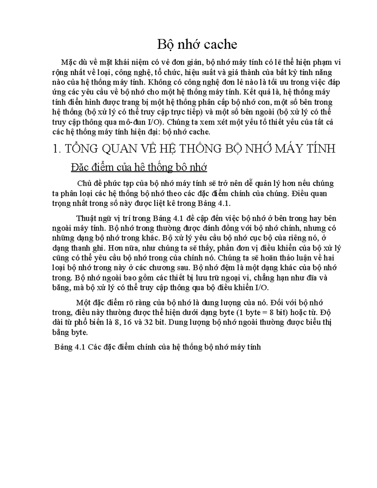 Bộ nhớ cache - 1.0kasnlhdjabsldjalsbd - Bộ nhớ cache Mặc dù về mặt khái ...