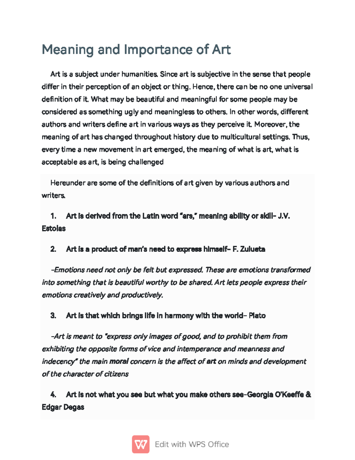Art app mod 1 - art appreciation - Meaning and Importance of Art Art is ...