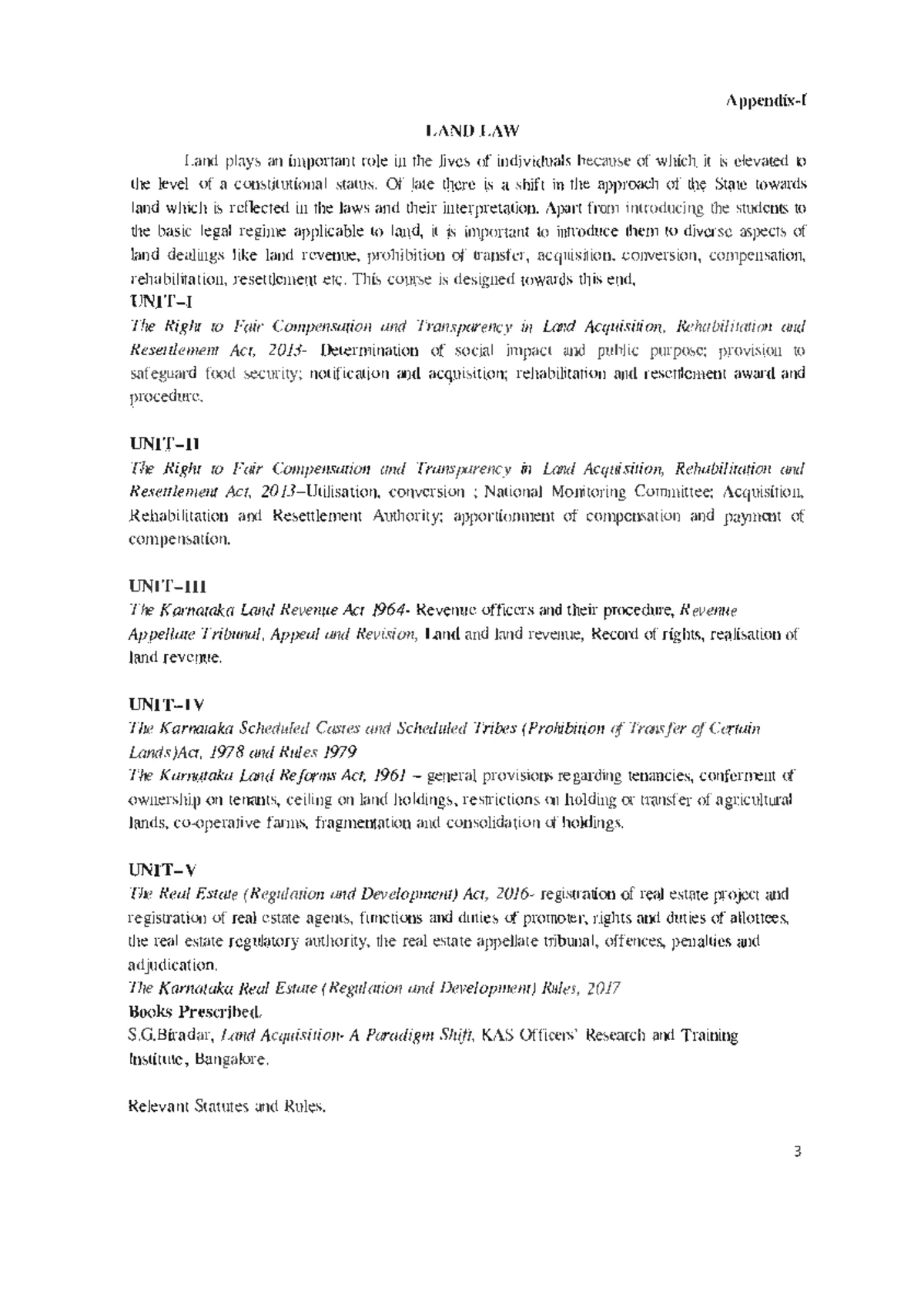 Land Laws Lecture Notes 3 year LLB- KSLU - KLE LAW ACADEMY BELAGAVI ...