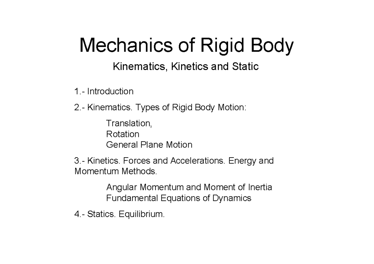 Mechanics of Rigid Body Ia. Physics 08 - Kinematics and Dynamics ...
