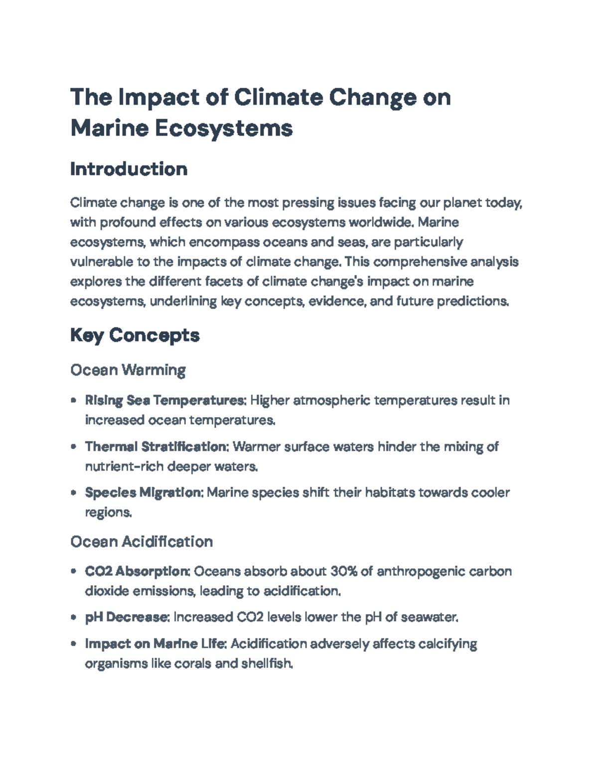 The Impact of Climate Change on Marine Ecosystems: A Detailed Study ...