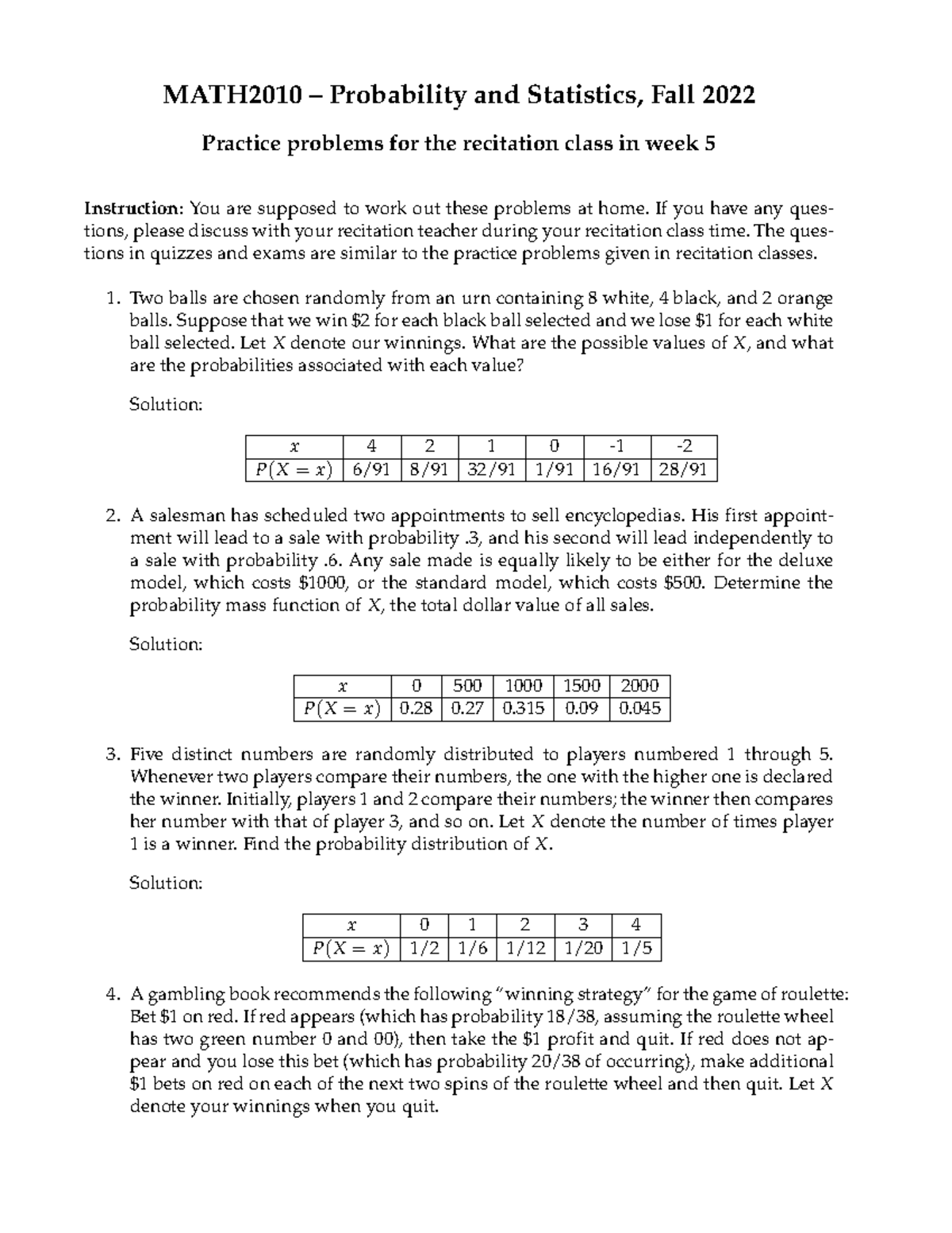 MATH2010 Problem Set 4 Solutions – Probability and Statistics Fall '22 ...