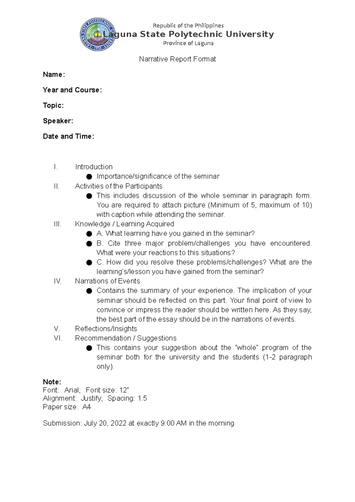 Narrative Report Format for Seminars - Laguna State Polytechnic ...