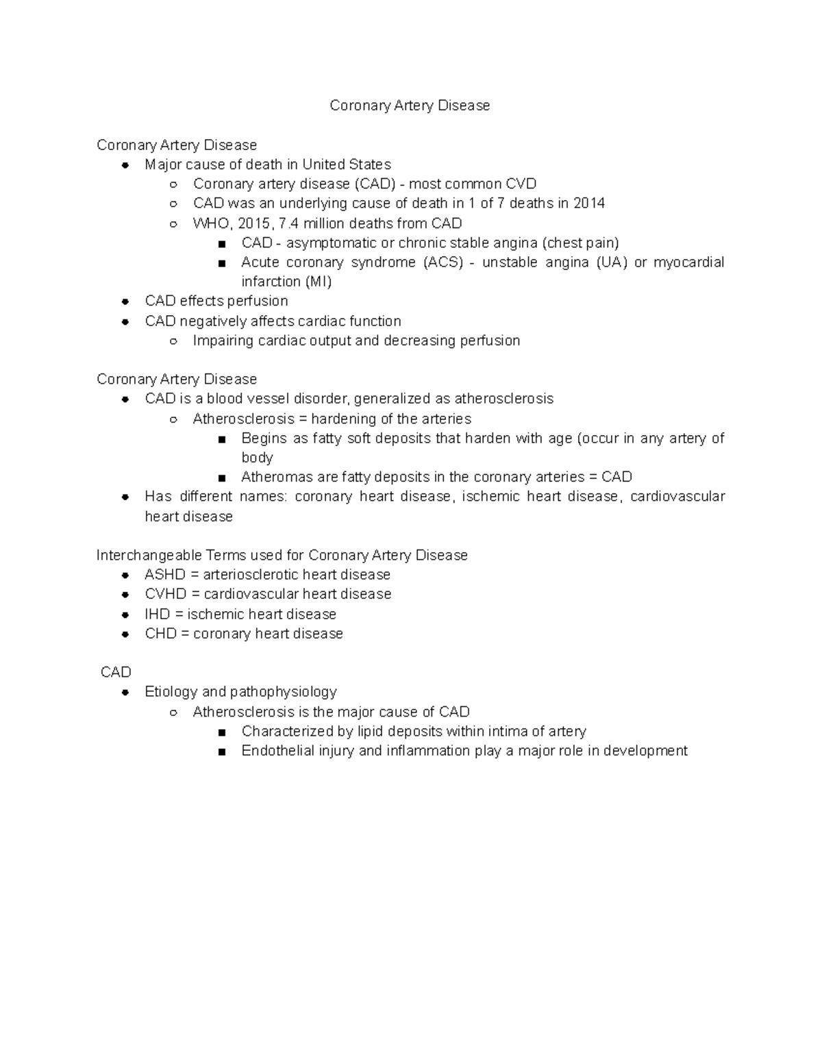 Comprehensive Overview of Coronary Artery Disease (CAD) Management ...