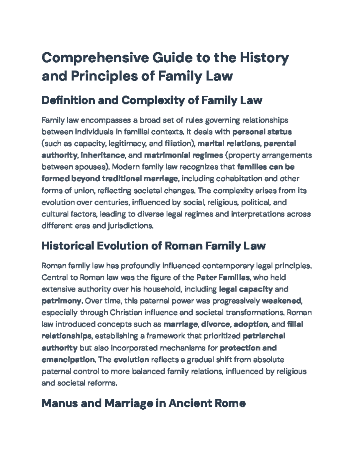 Comprehensive Overview of Family Law Evolution and Principles (LAW 101 ...