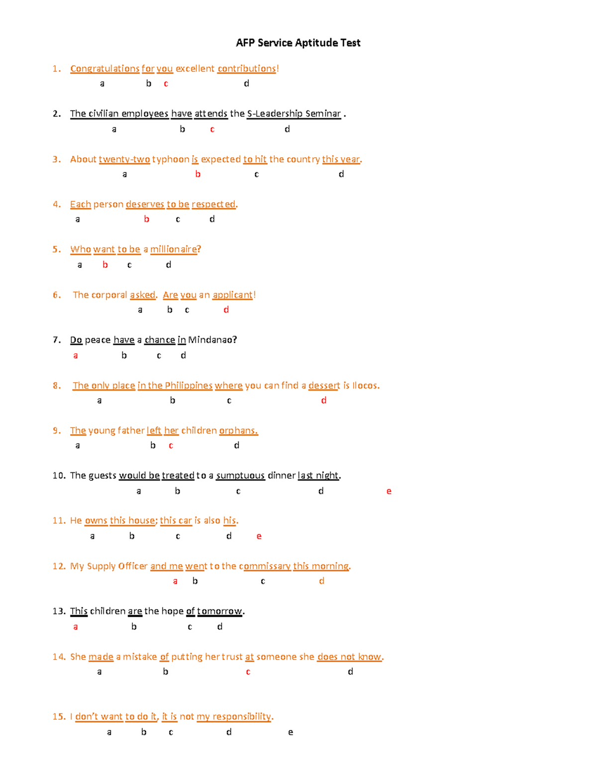 ## AFP Service Aptitude Test Questions and Answers - Studocu