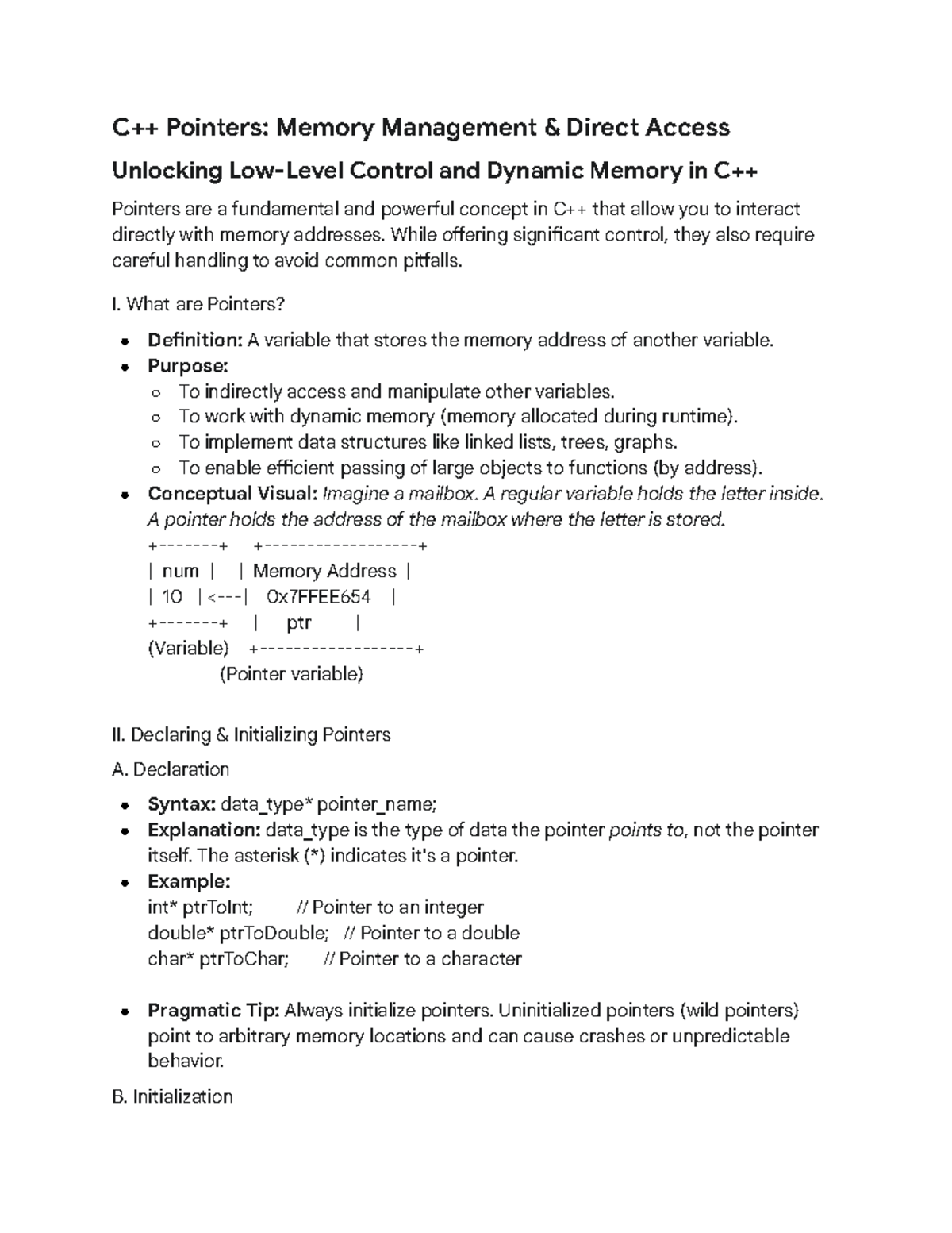C++ Pointers and Memory Management: Key Concepts and Best Practices ...