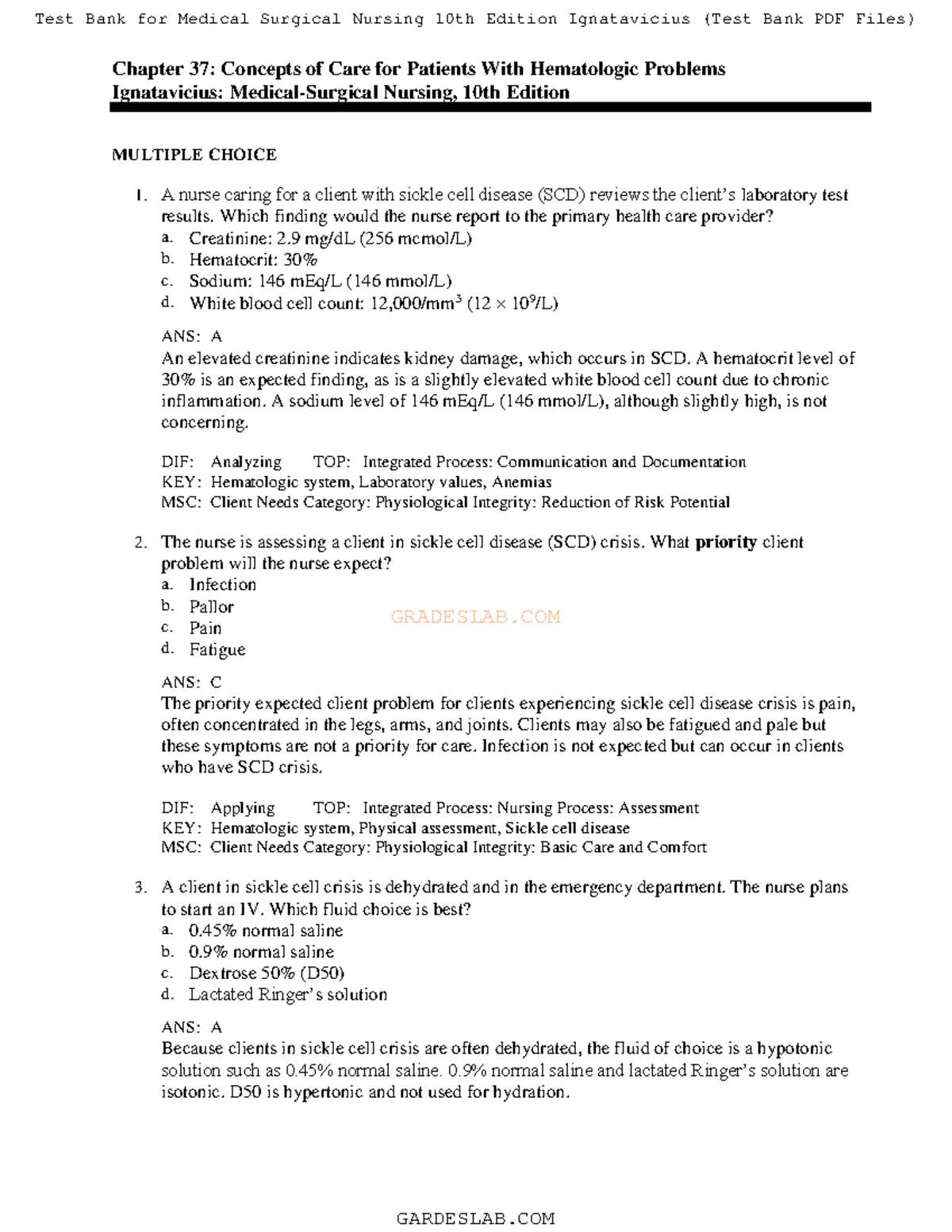 Chapter 37 Notes: Patient Care for Hematologic Issues in Nursing - Studocu