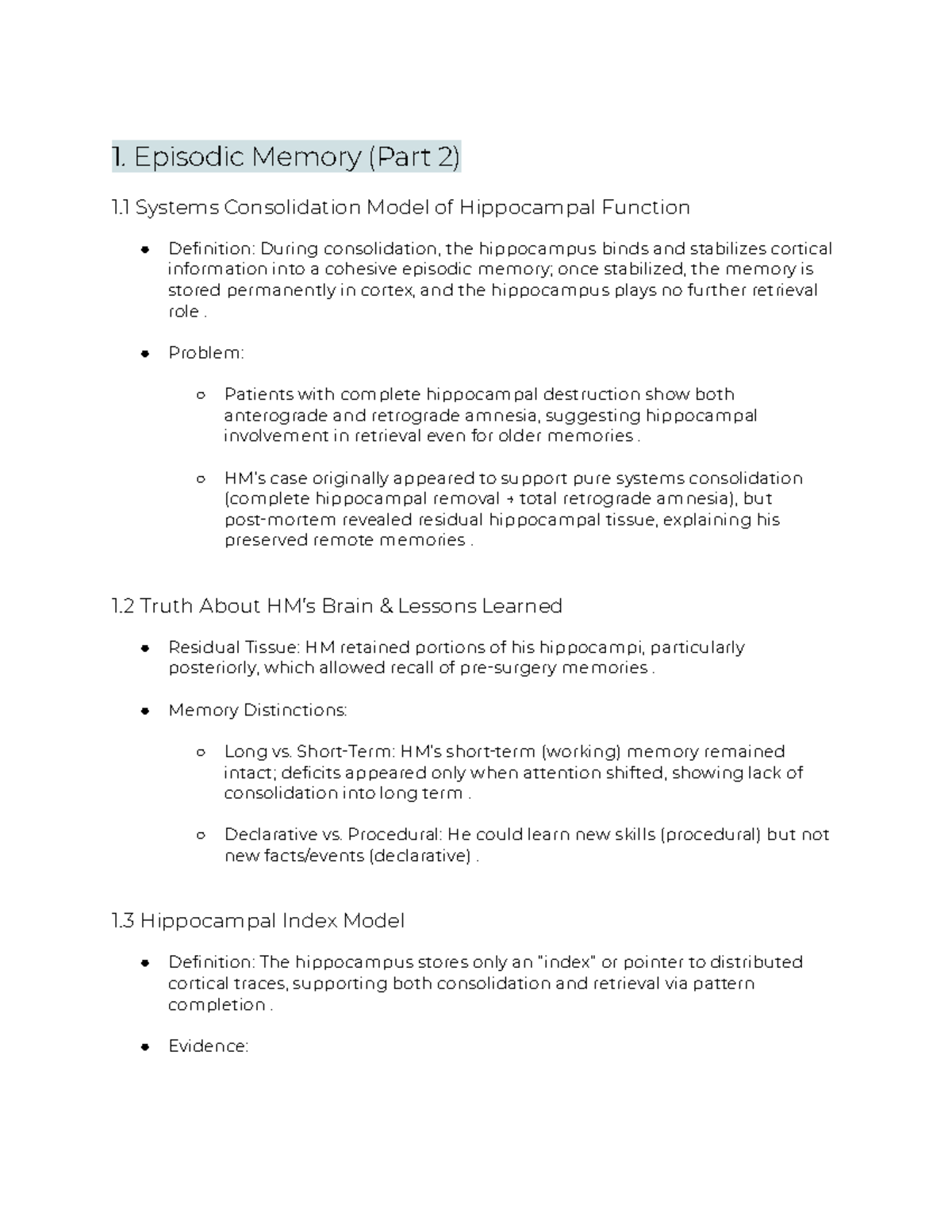 PSYC 332 Final Exam Notes on Episodic Memory and Brain Function - Studocu