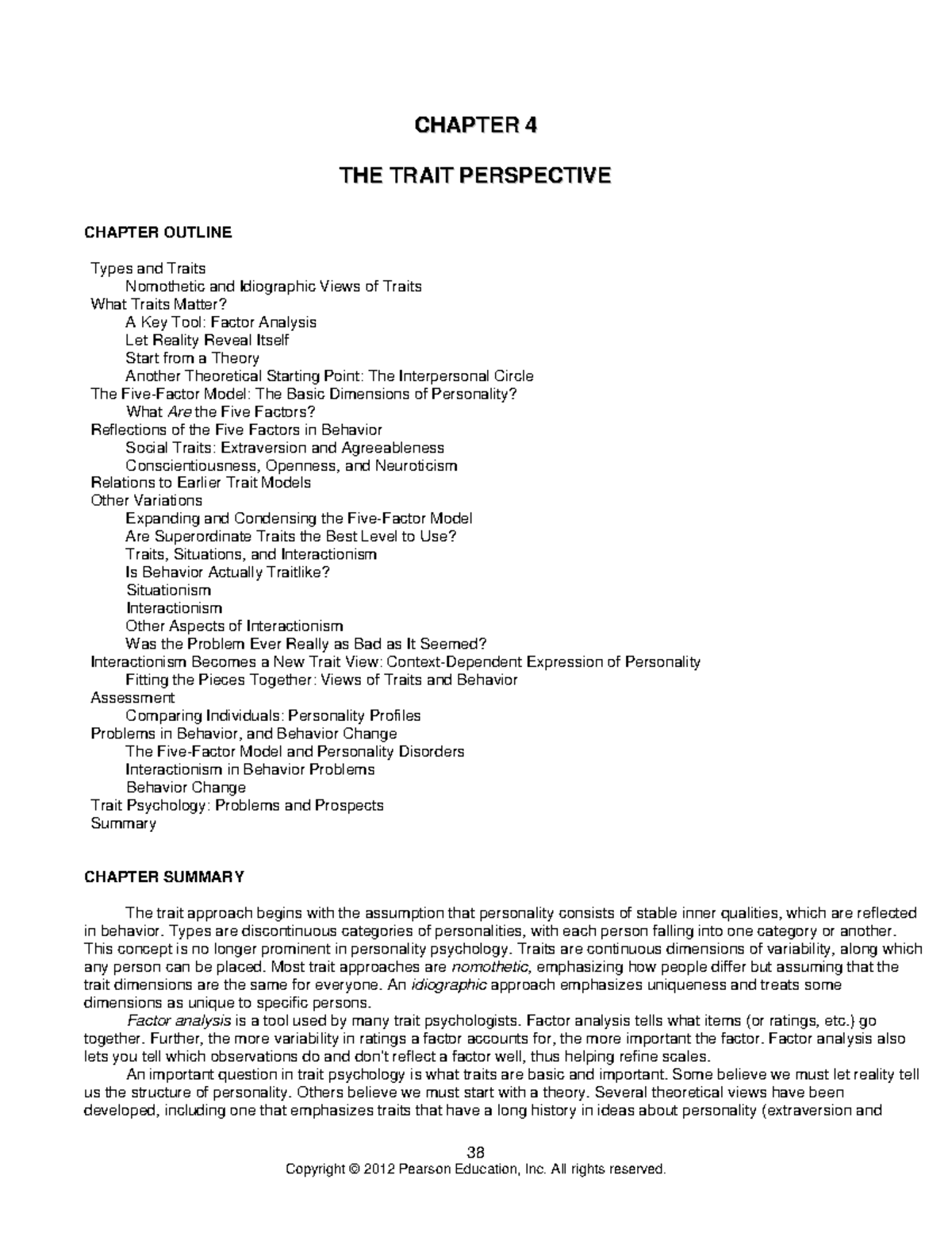CH4 - Comprehensive Test Bank on Trait Psychology for Exam Prep - Studocu