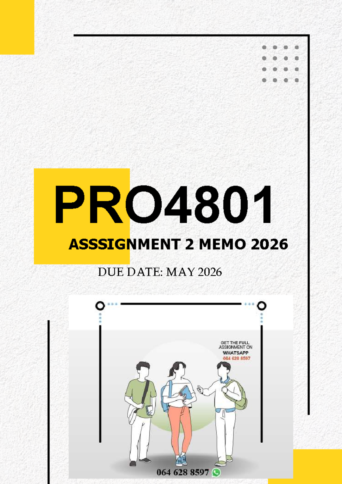 PRO4801 Assignment 2 Memo 2026: Project Organisation Flexibility - Studocu