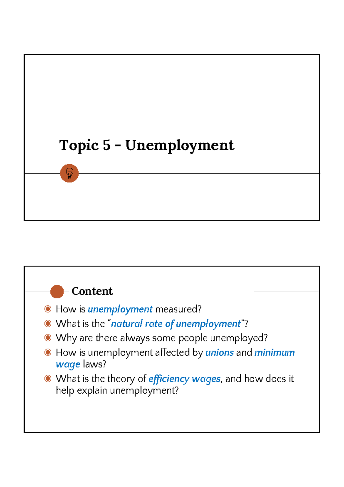 PDF - Topic 5: Understanding Unemployment and Its Measurement - Studocu