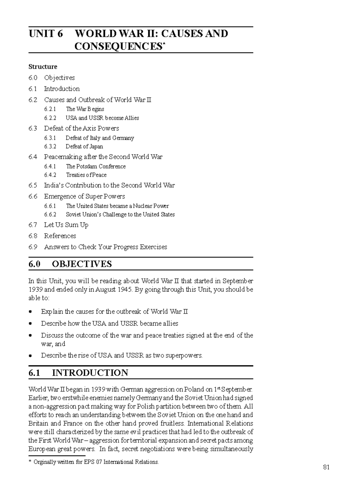 Unit 6: Causes & Consequences of World War II - Historical Insights ...