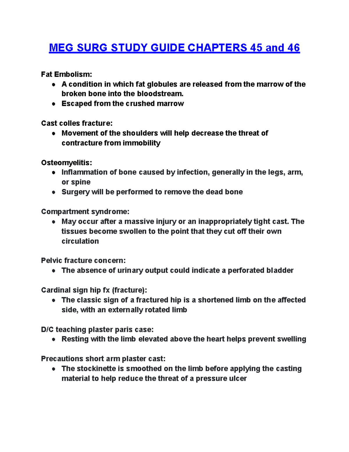 Medsurg Study Guide: Key Concepts from Chapters 45 & 46 - Studocu