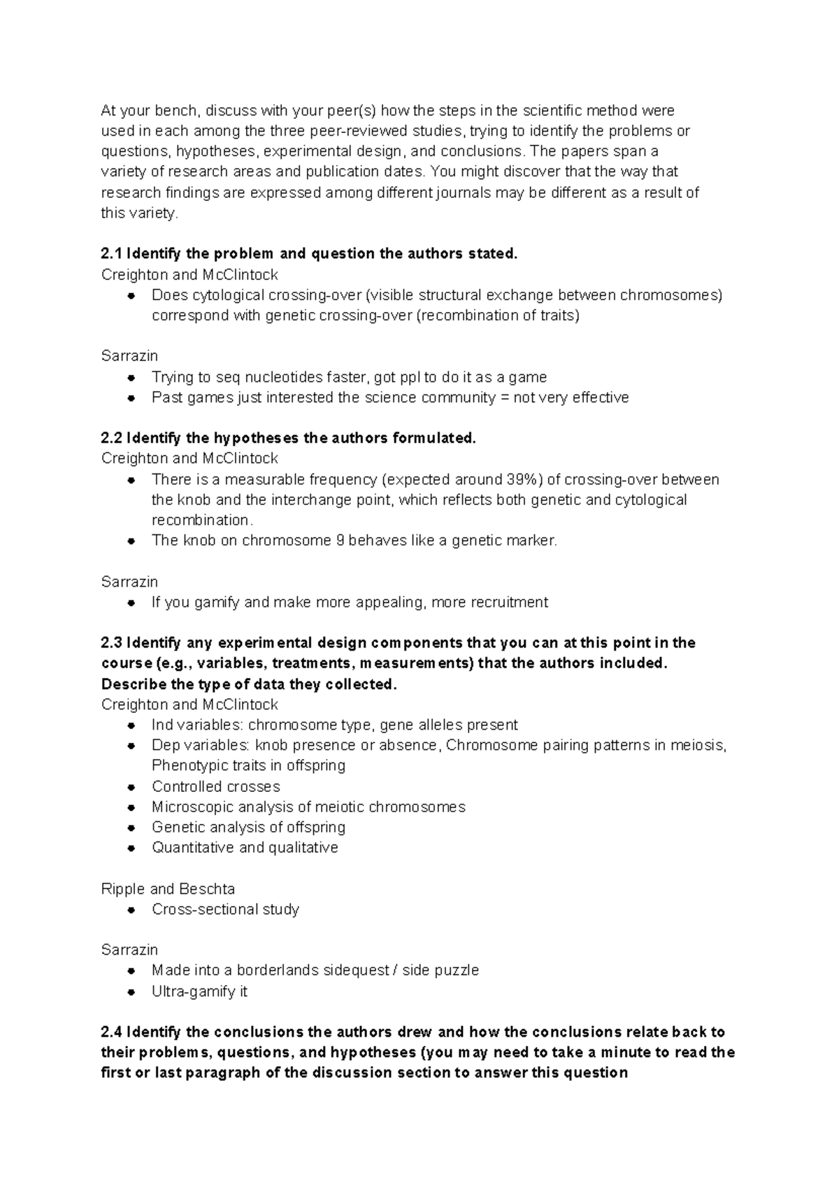 Lab 1 Readings: Scientific Method Analysis in Research Studies - Studocu