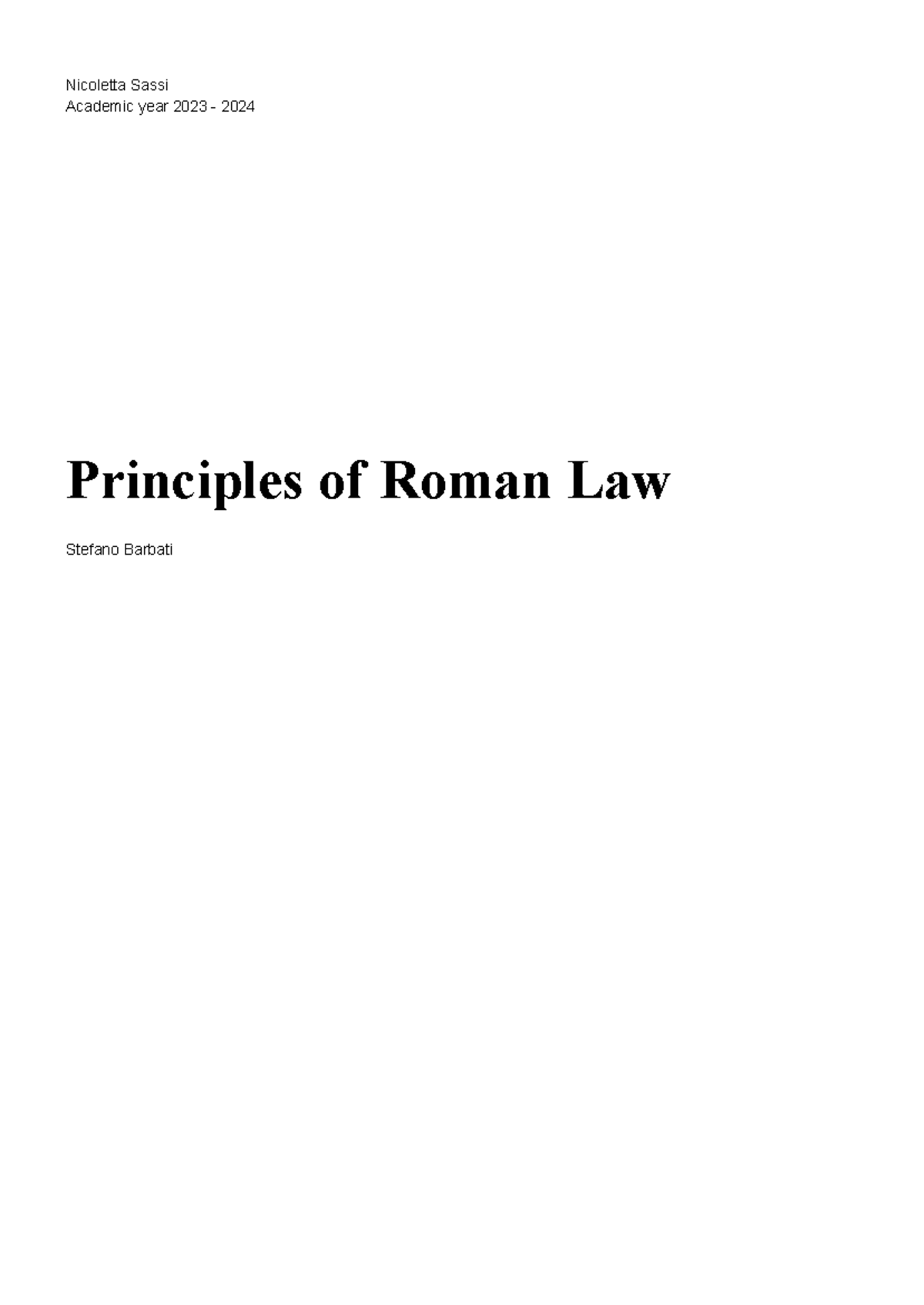 Principles of Roman Law (LAW 101) - Overview and Key Concepts - Studocu