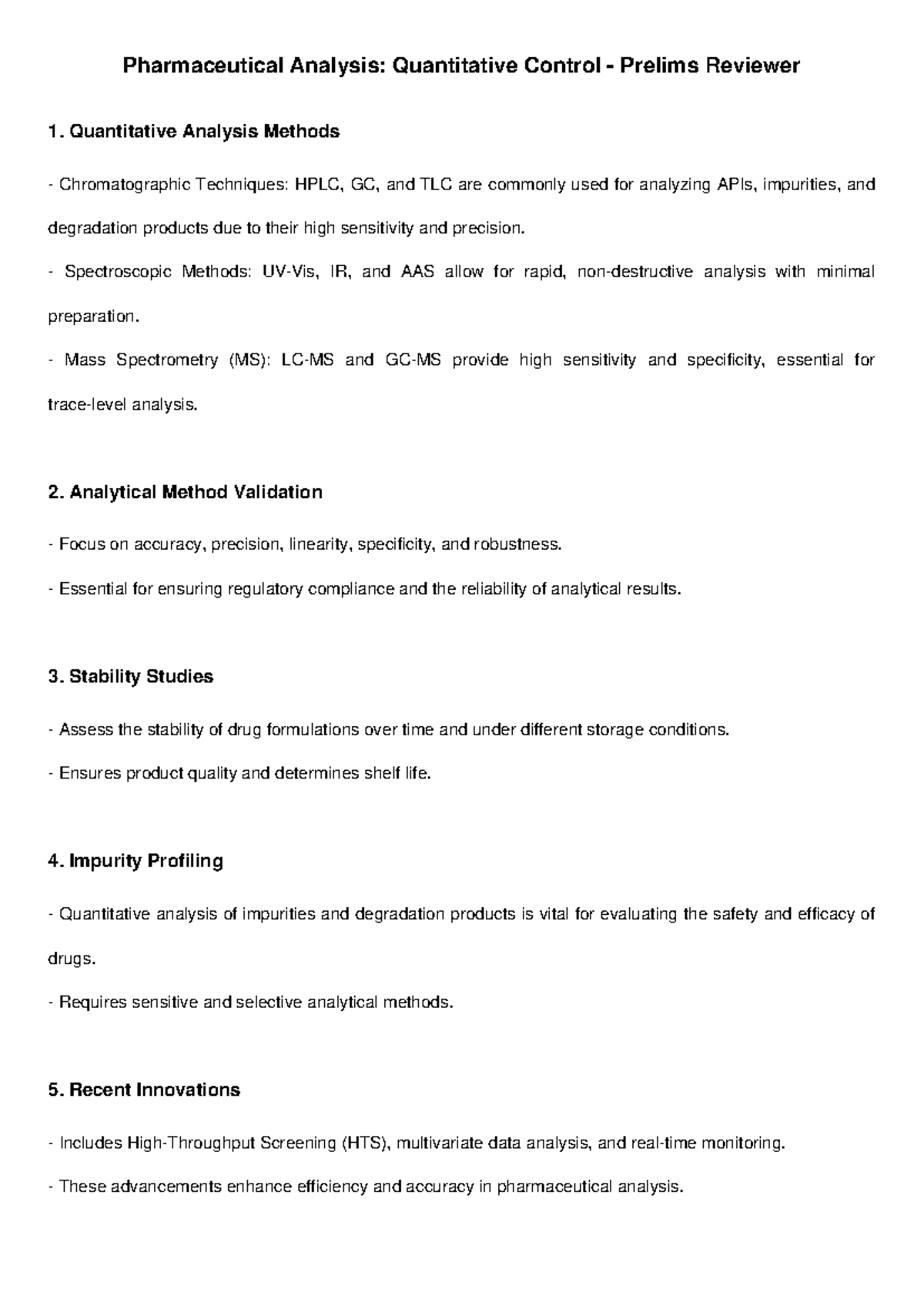 Pharmaceutical Analysis: Quantitative Control Prelims Reviewer Guide ...