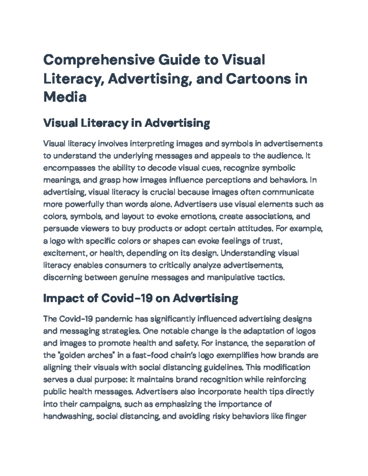 Comprehensive Guide to Visual Literacy & Advertising Strategies (Course ...