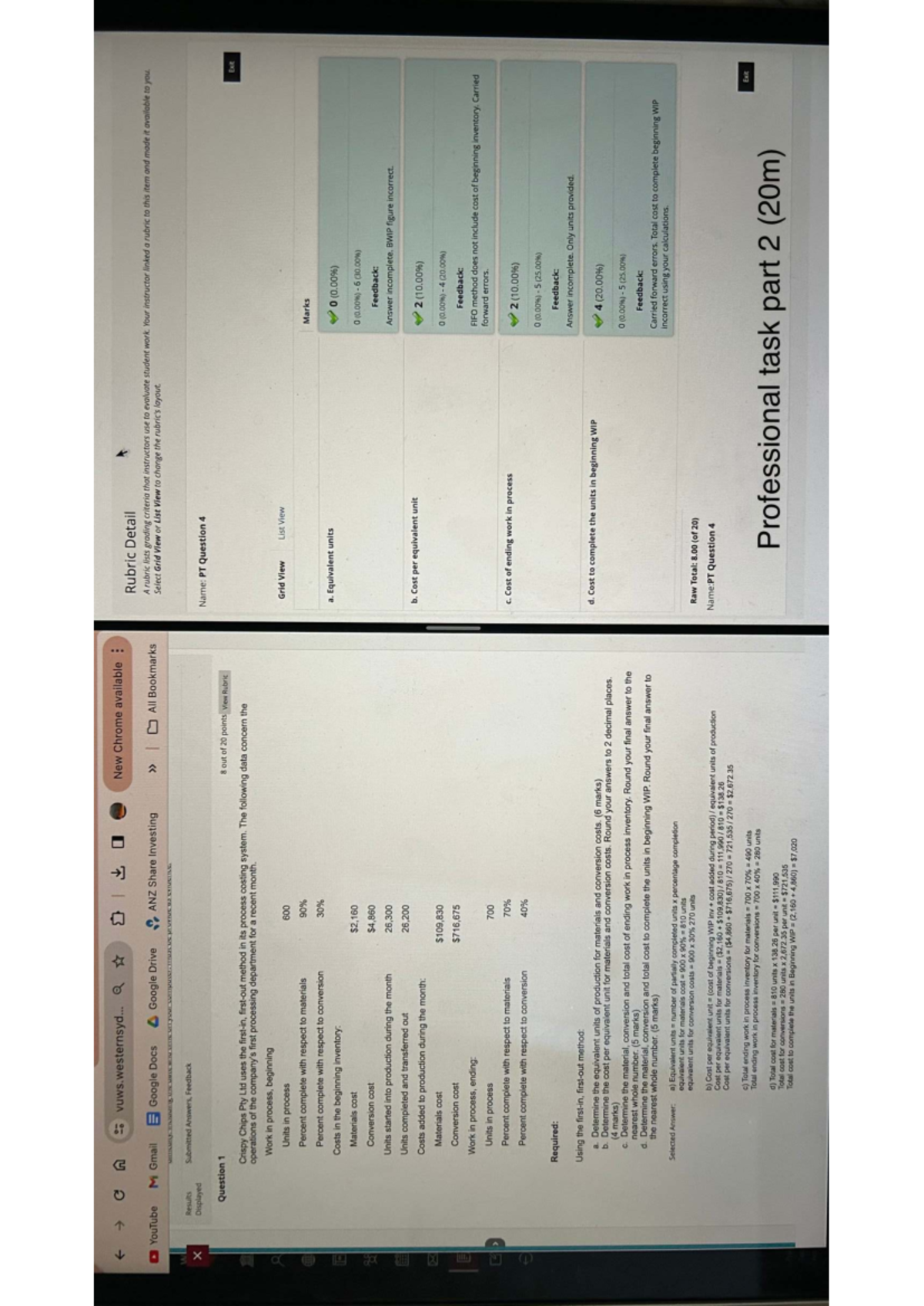 Professional Task Part 2: Process Costing Analysis (20 Marks) - Studocu
