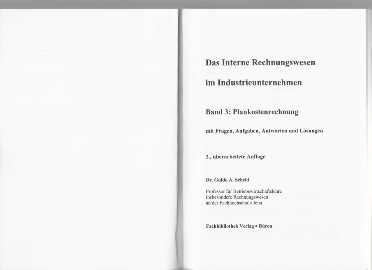 Plankostenrechnung - Übungsaufgabe und Lösungen erklärt - Studocu
