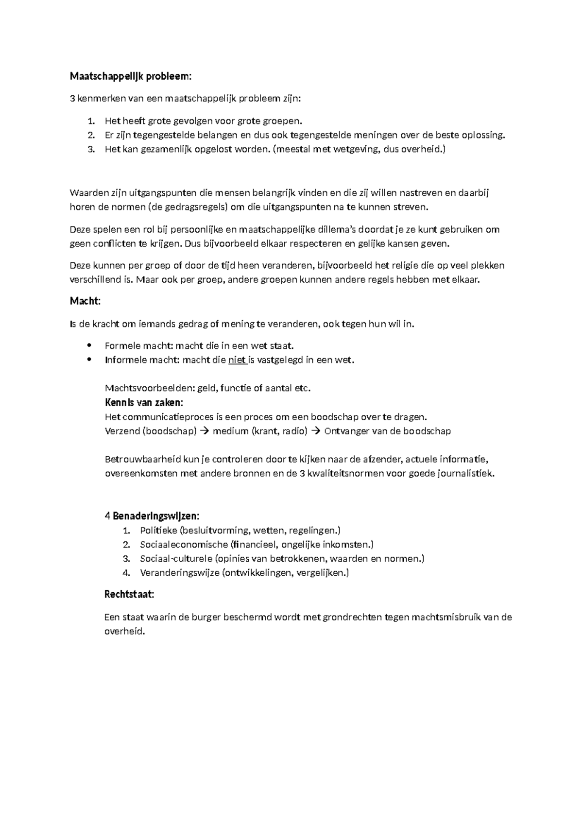 Samenvatting Maatschappelijke Problemen en Macht - ML 4vwo - Studeersnel
