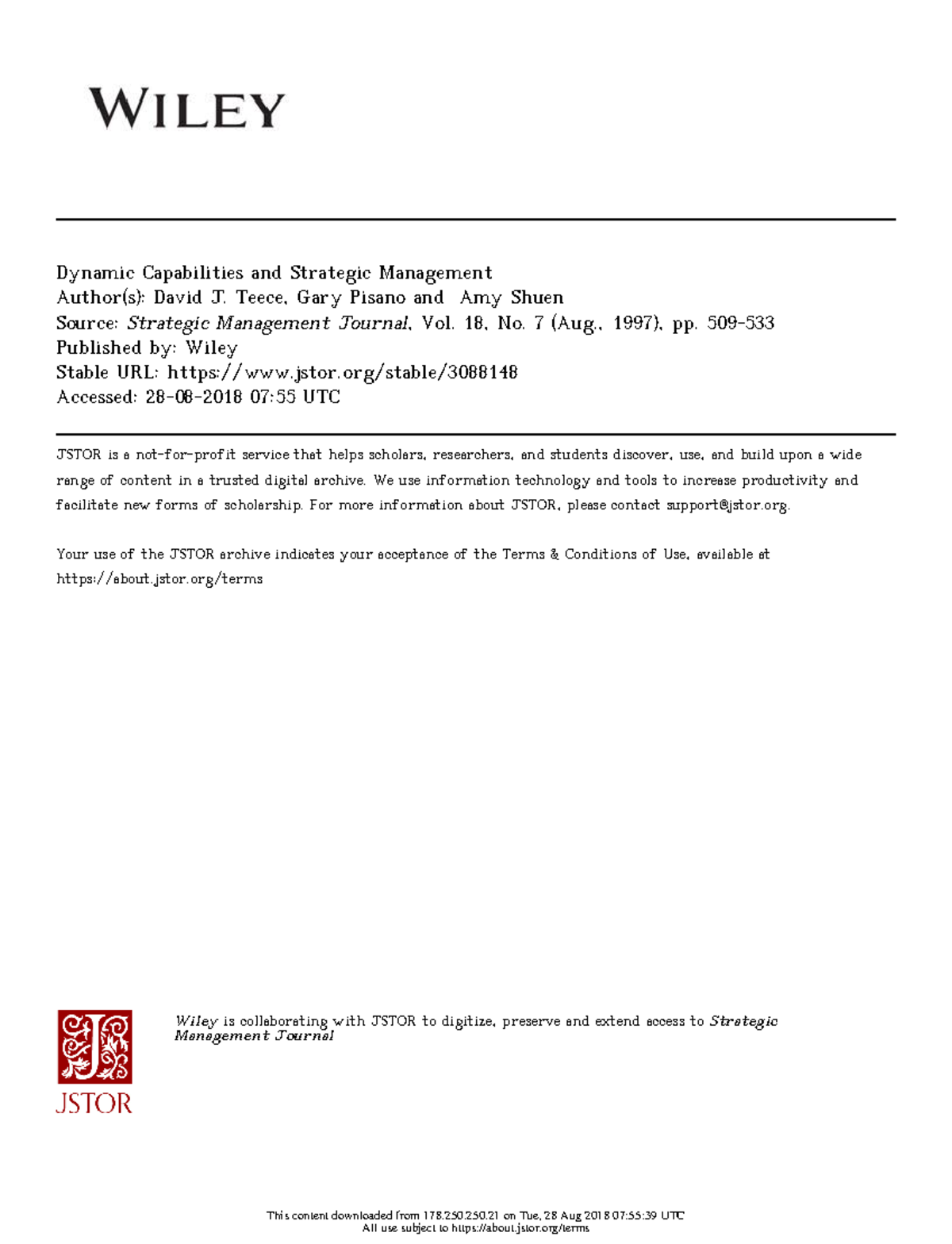 3088148 - Dynamic Capabilities and Strategic Management Author(s ...
