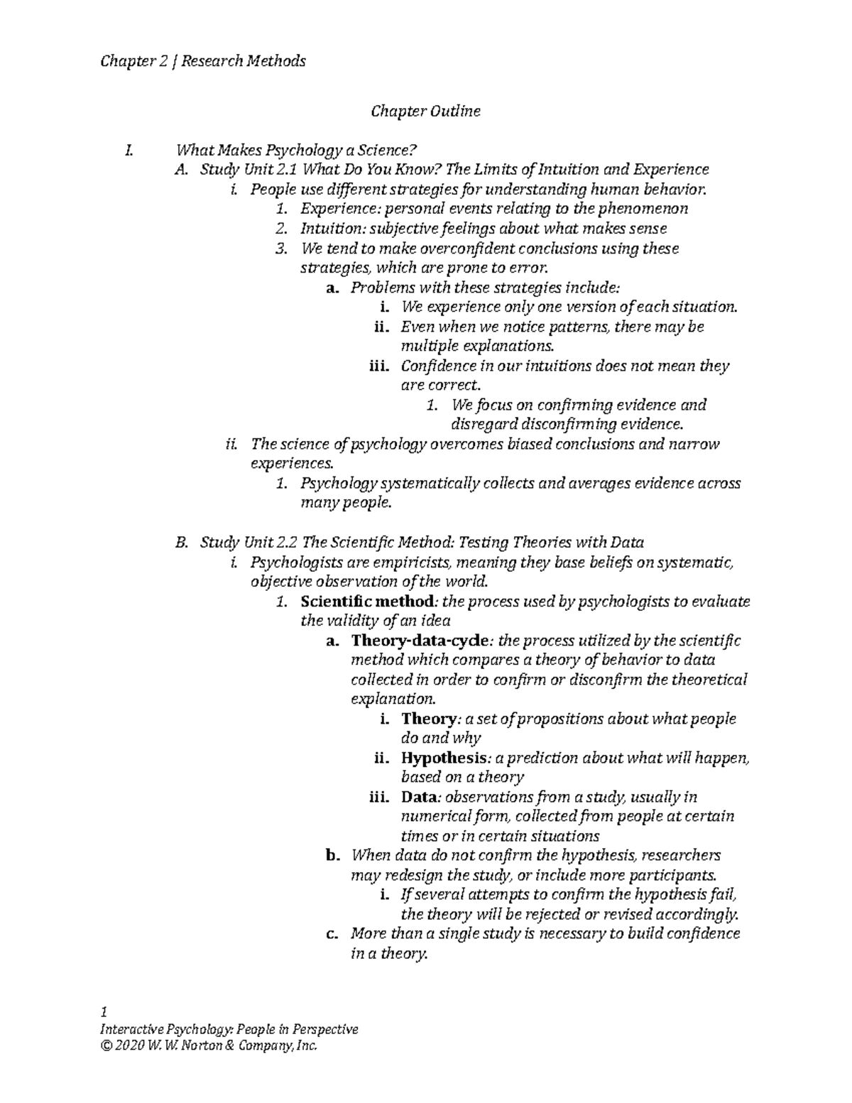 Chapter 2 Overview: Scientific Method & Variables in Psychology - Studocu