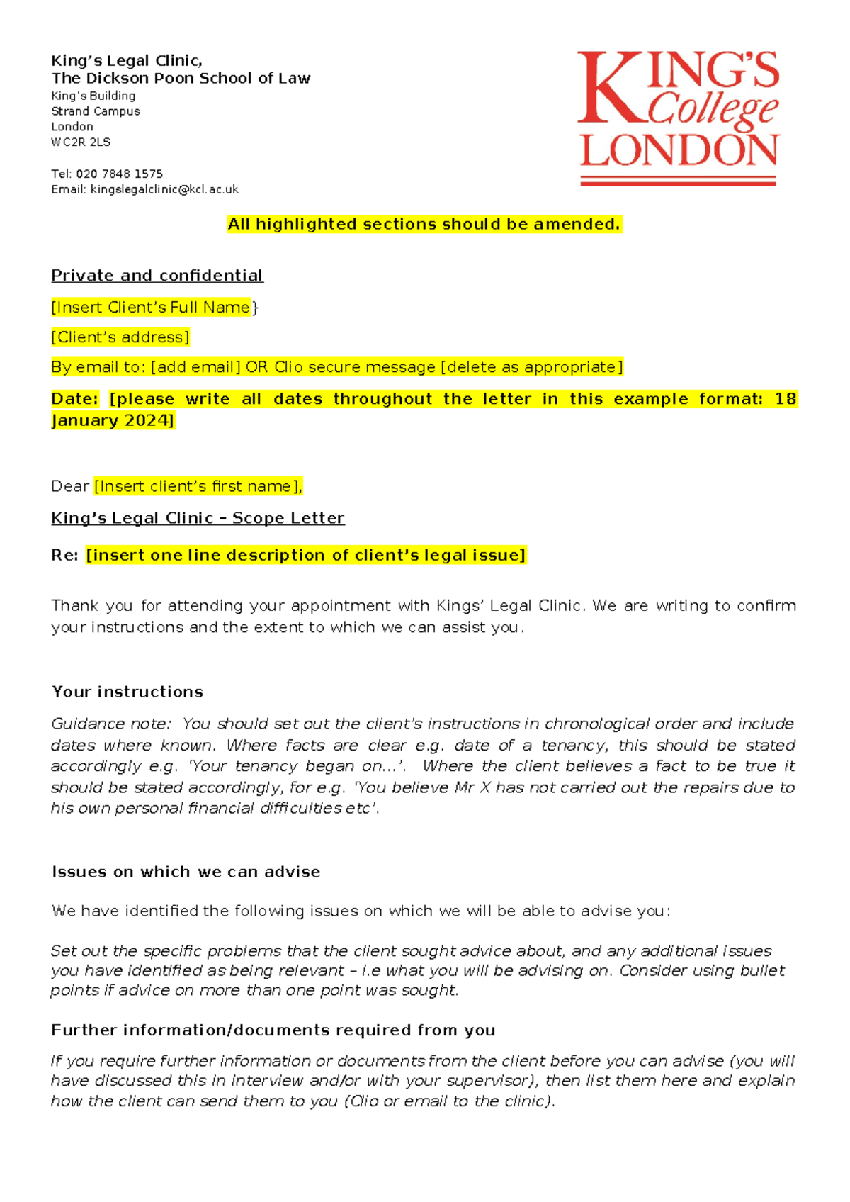 Legal Clinic Scope Letter - EK: Appointment Confirmation & Guidance ...