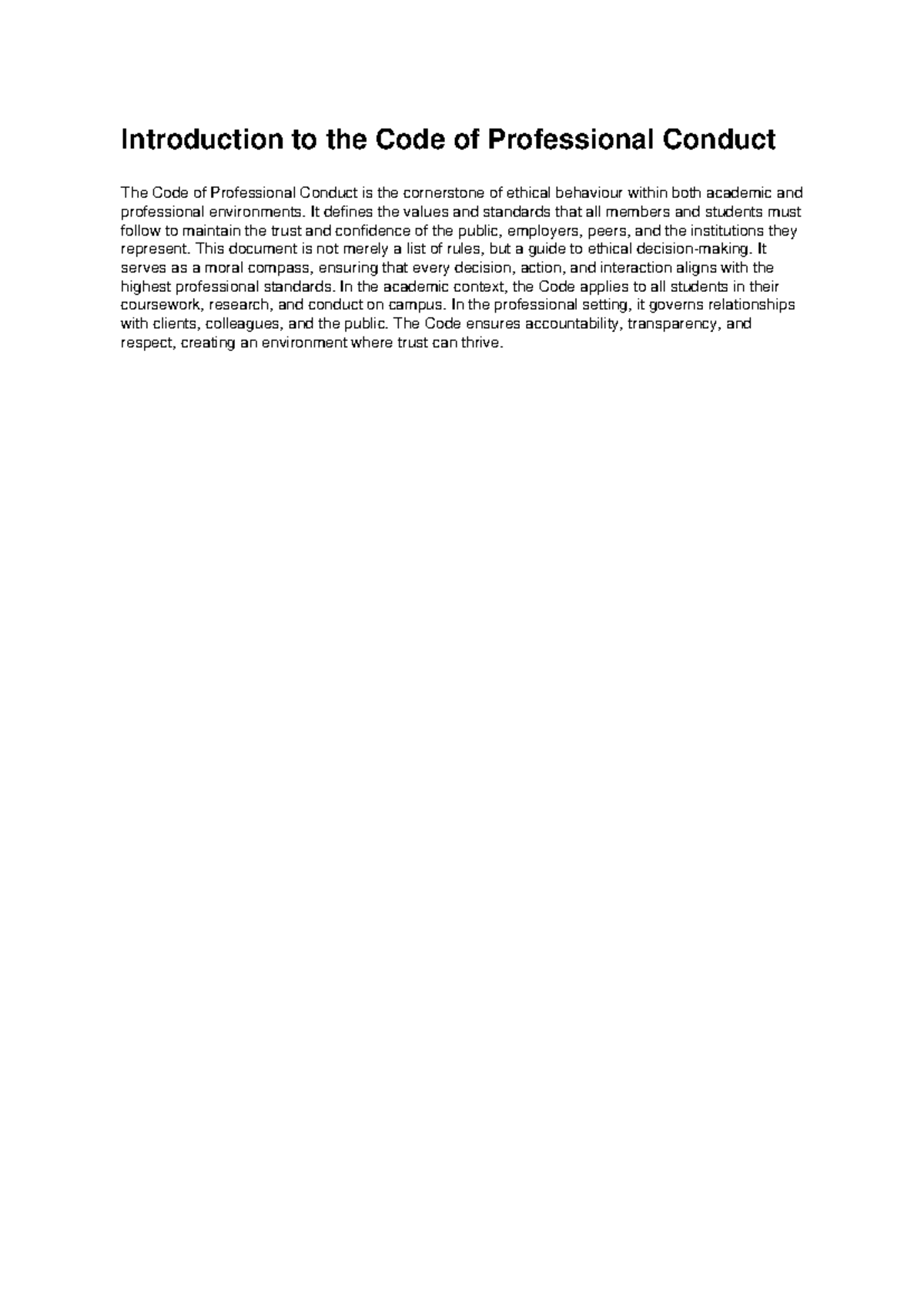 Code of Professional Conduct Overview: Ethical Standards & Principles ...