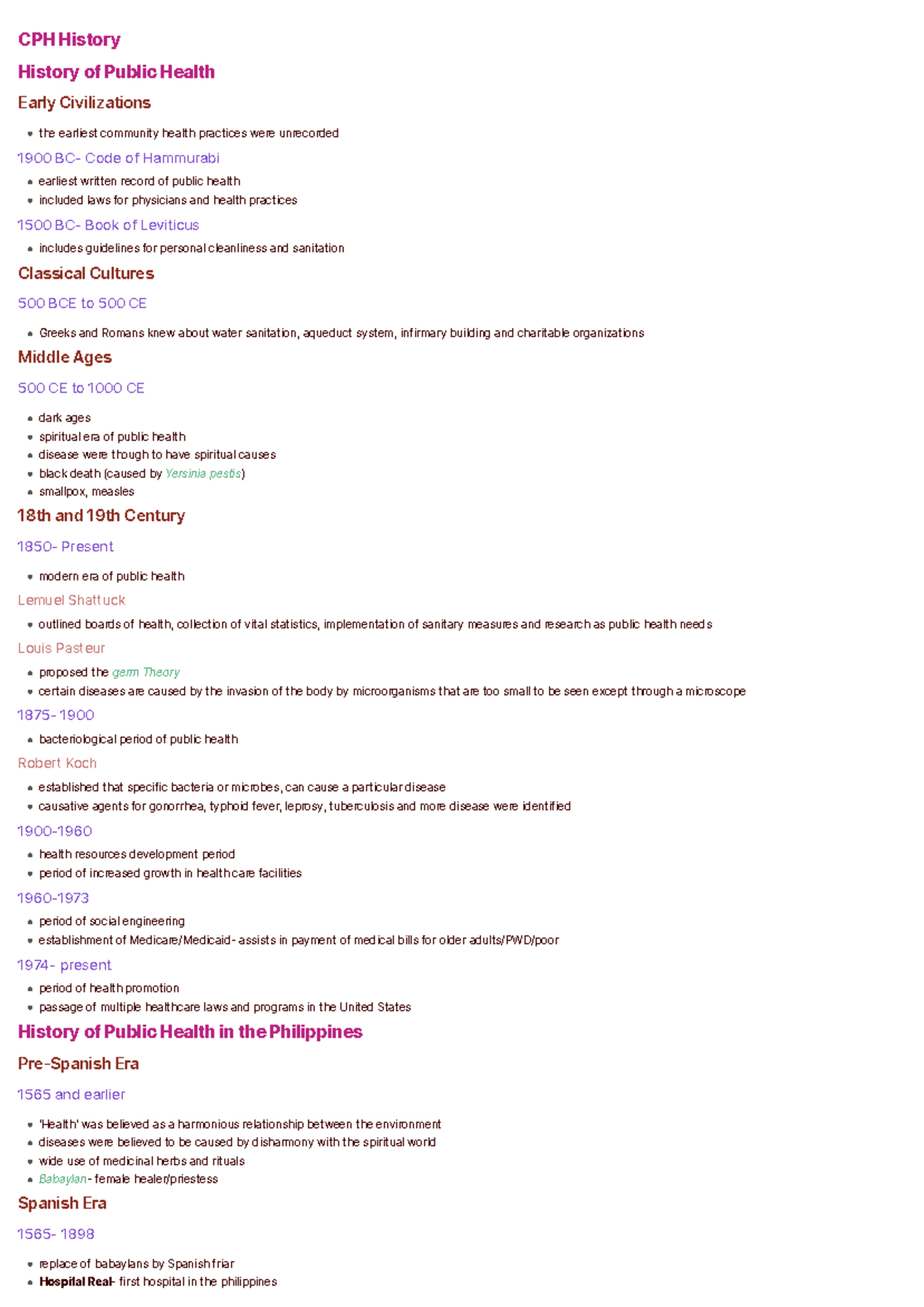 Lesson 2: CPH History - CPH History History of Public Health Early ...