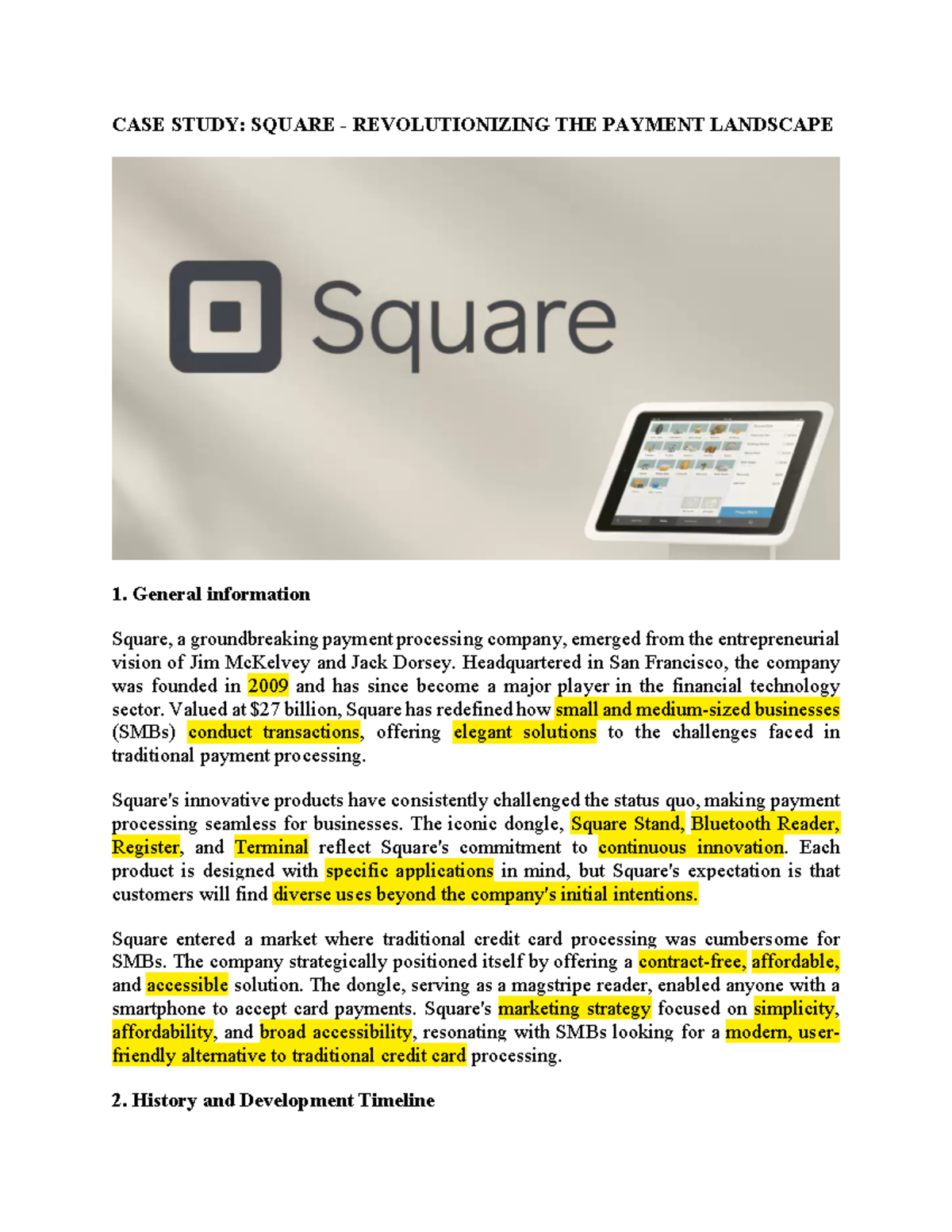 Company Case Square - CASE STUDY: SQUARE - REVOLUTIONIZING THE PAYMENT ...