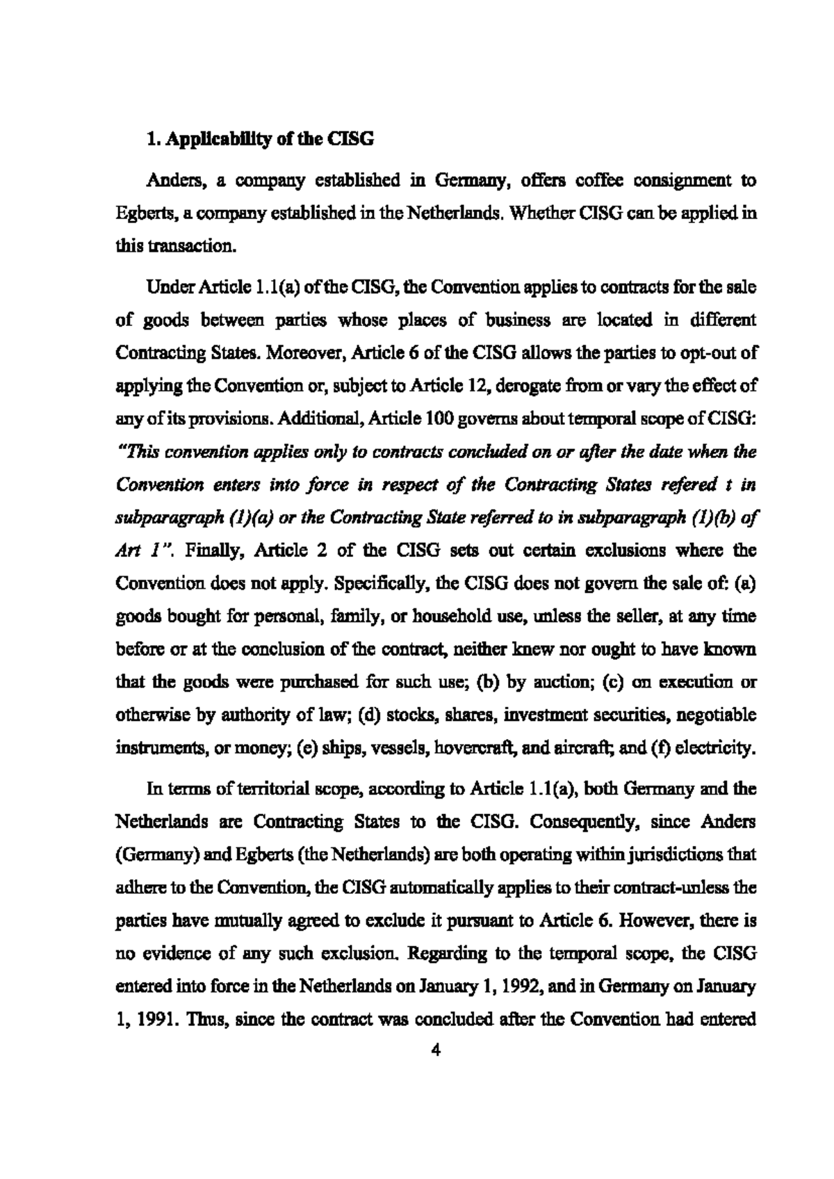 CISG Application in Coffee Consignment: Case Study of Anders & Egberts ...
