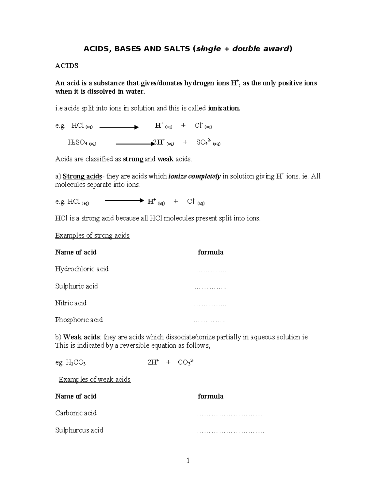 ACIDS, BASES, AND SALTS: CHEMISTRY GRADE 11-12 STUDY NOTES - Studocu