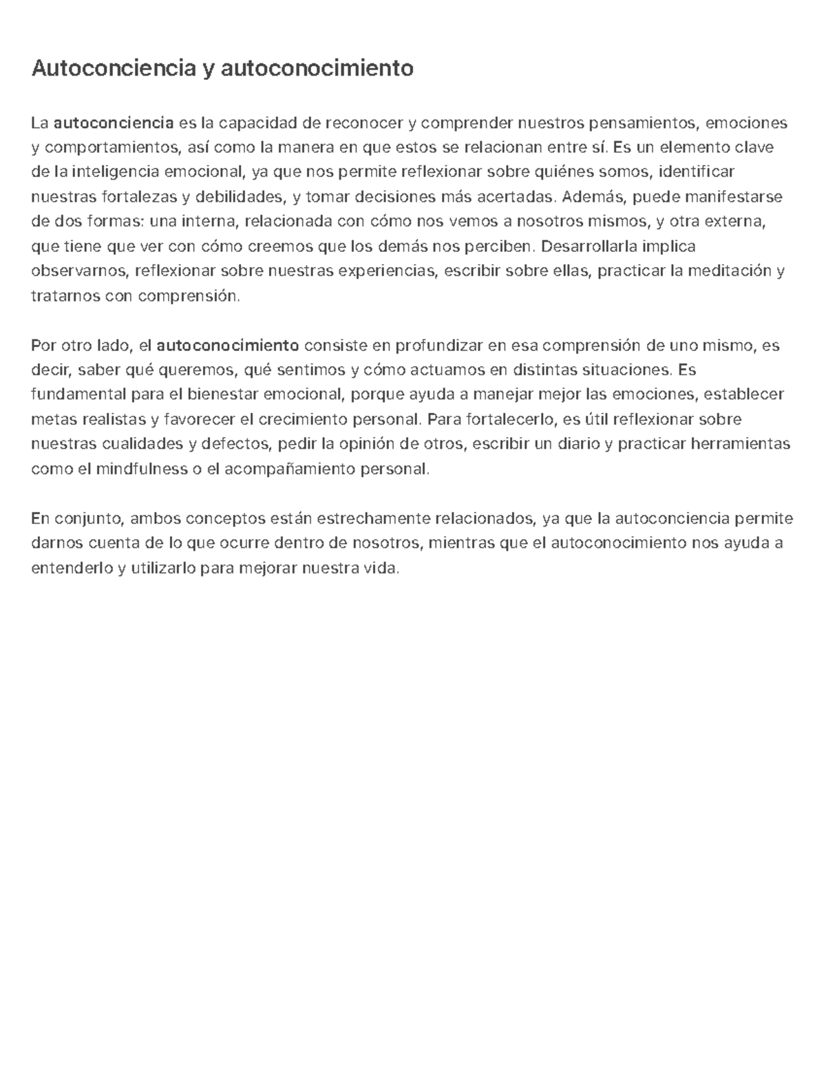 Autoconciencia y Autoconocimiento: Claves para el Bienestar Emocional ...