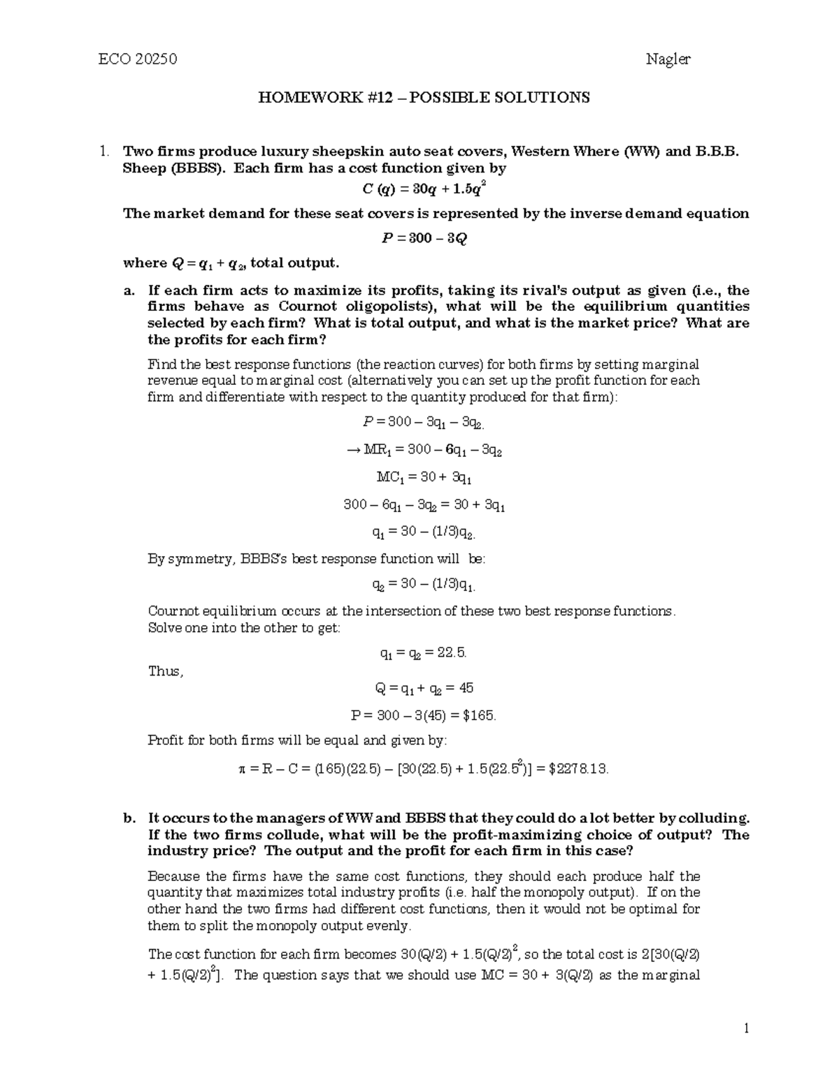 ECO 20250 sp21 Homework #12 Solutions and Analysis - Studocu