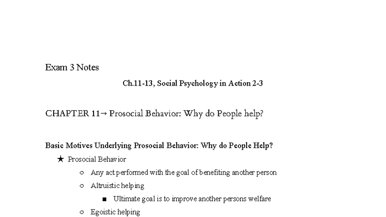 Exam 3 Notes PSY 101: Prosocial Behavior and Aggression Insights - Studocu