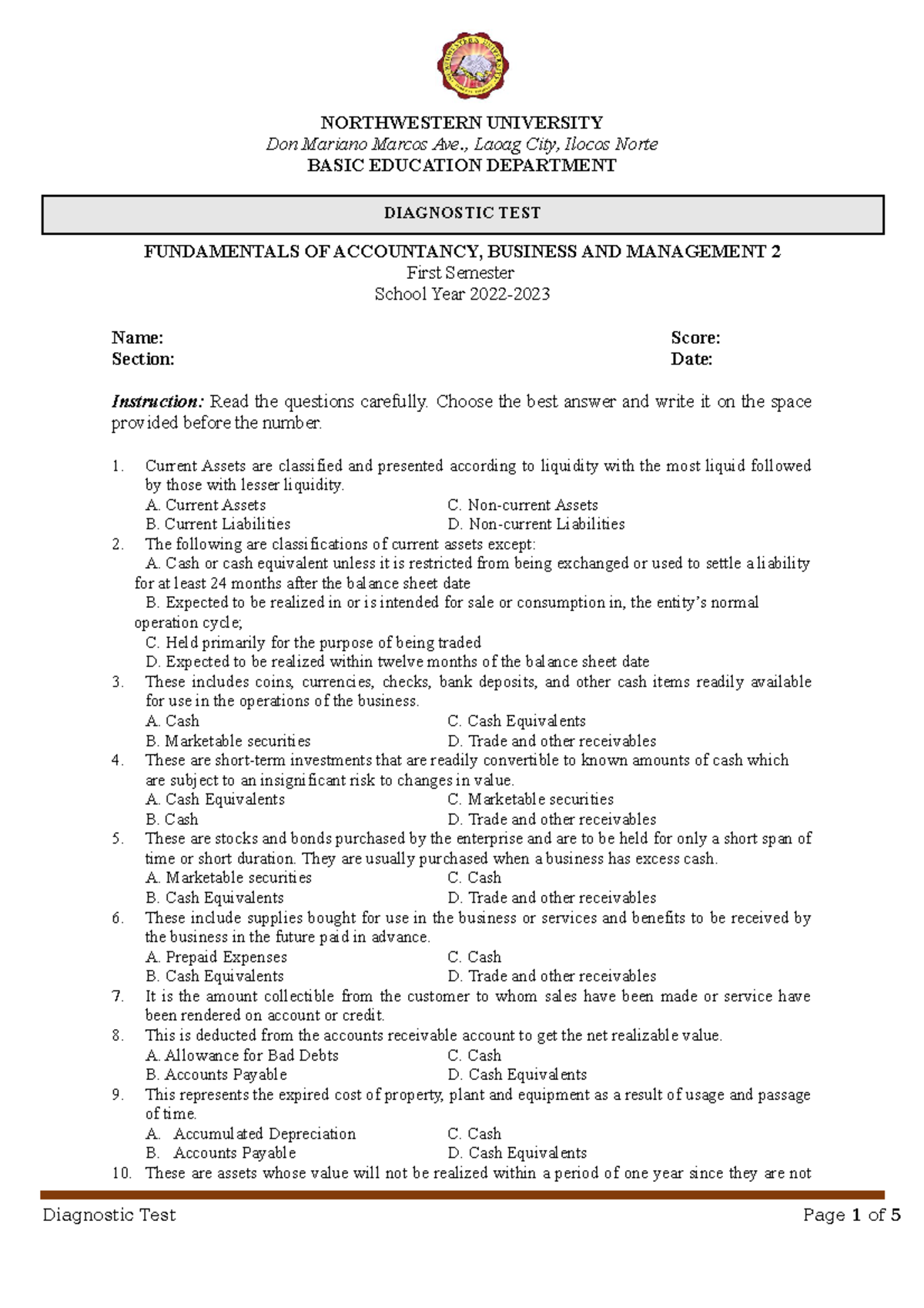 FABM2 - Lesson Notes on Fundamentals of Accountancy and Business ...