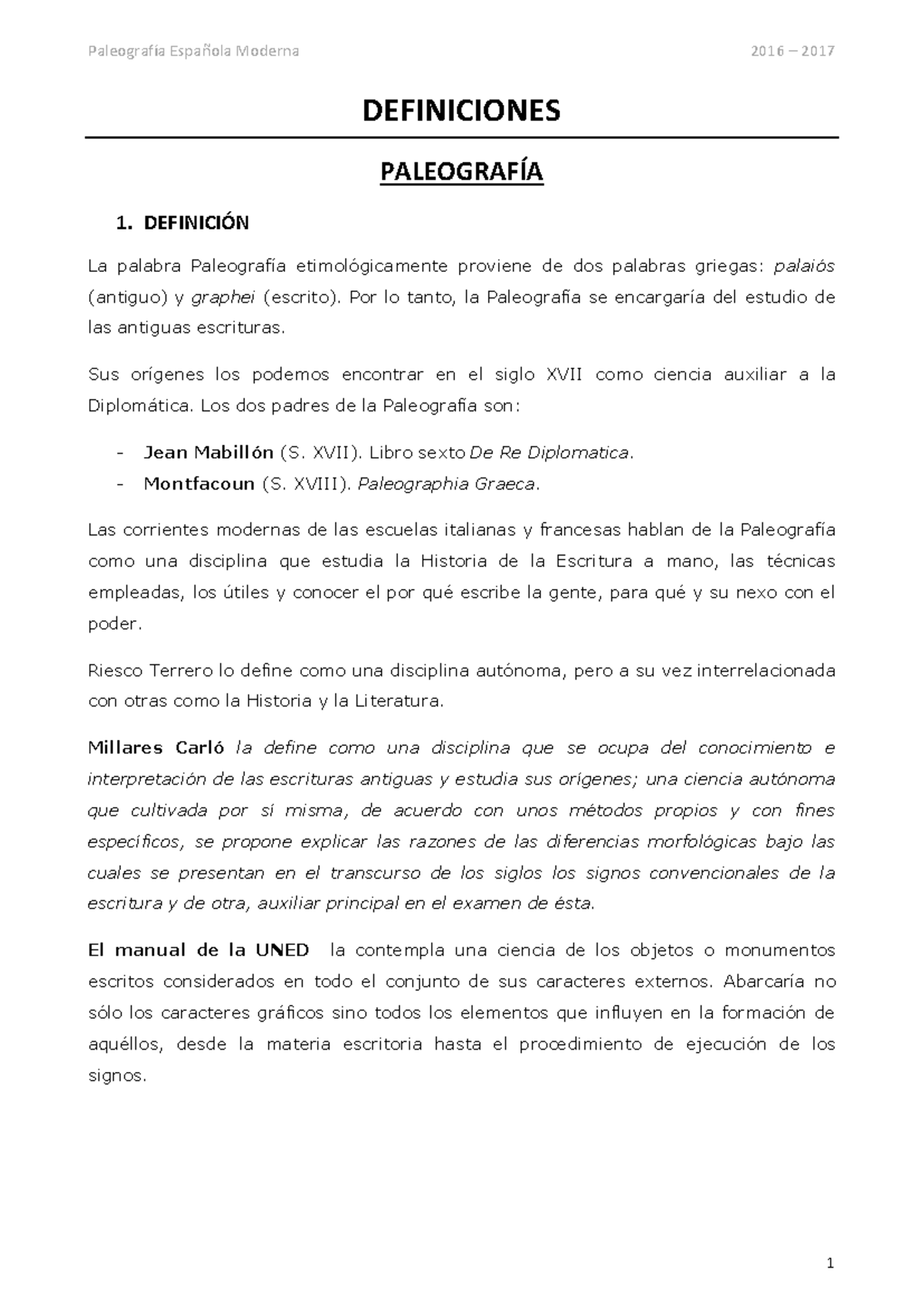 Paleografía Española Moderna: Definiciones y Evolución Histórica - Document Preview