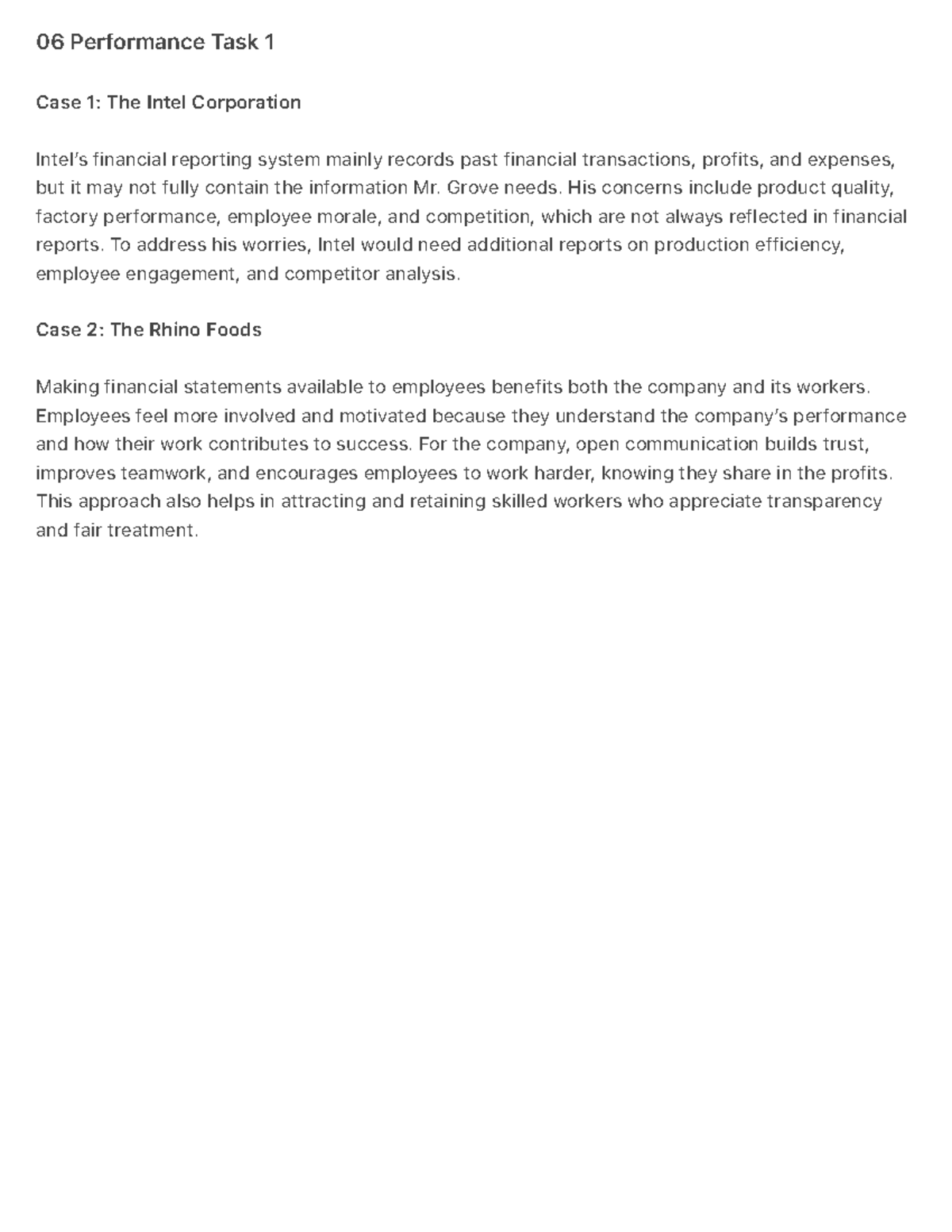 06 Performance Task 1 - hakshsiaia - 06 Performance Task 1 Case 1: The ...