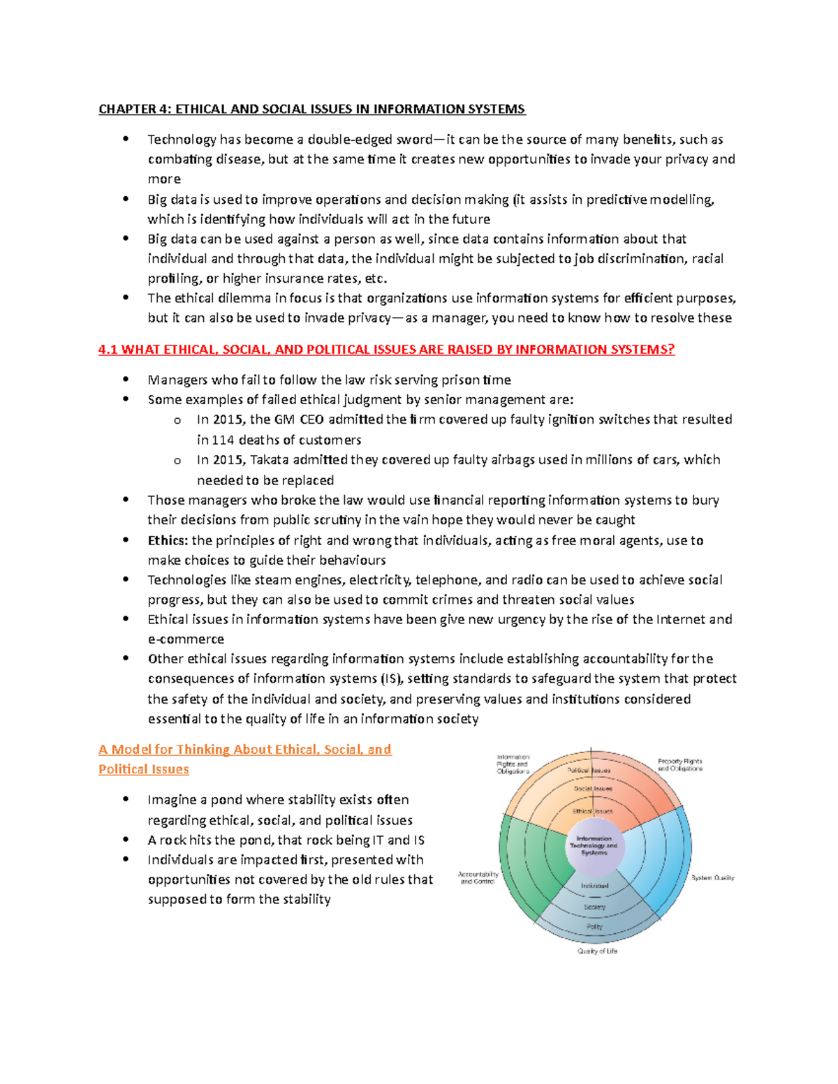 ITM 102 Chapter 4 - Ethical and Social Issues in Information Systems - Document Preview
