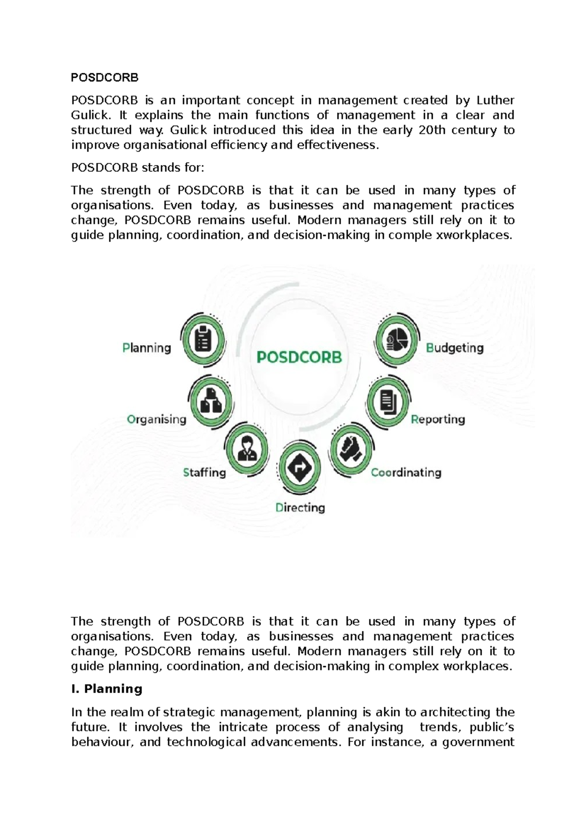 POSDCORB: Understanding Management Functions and Practices - Studocu