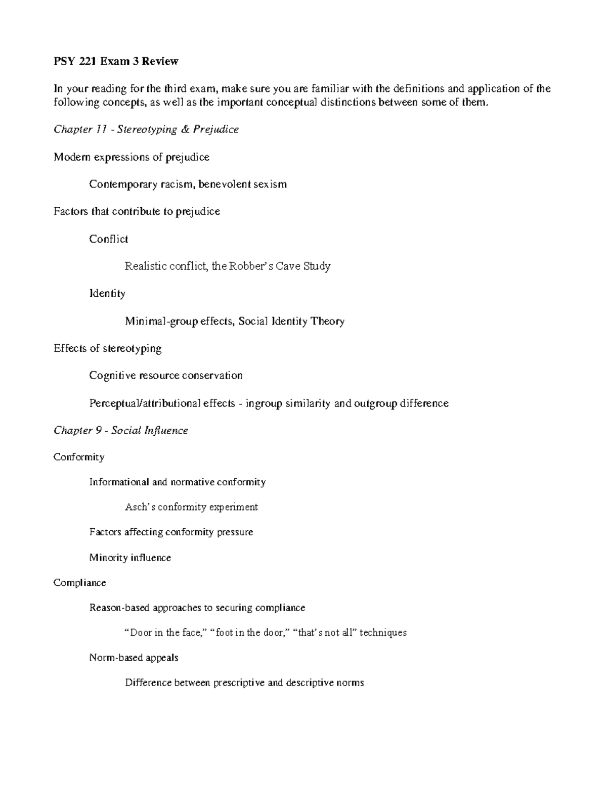 PSY 221 Exam 3 Review - Studocu