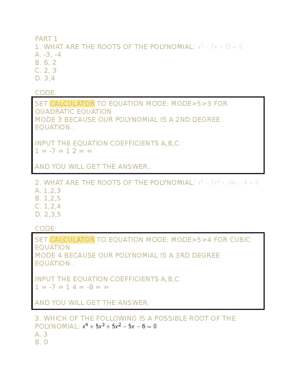 Cal. Tech 18 - Advanced Calculator Techniques for Polynomial Roots ...