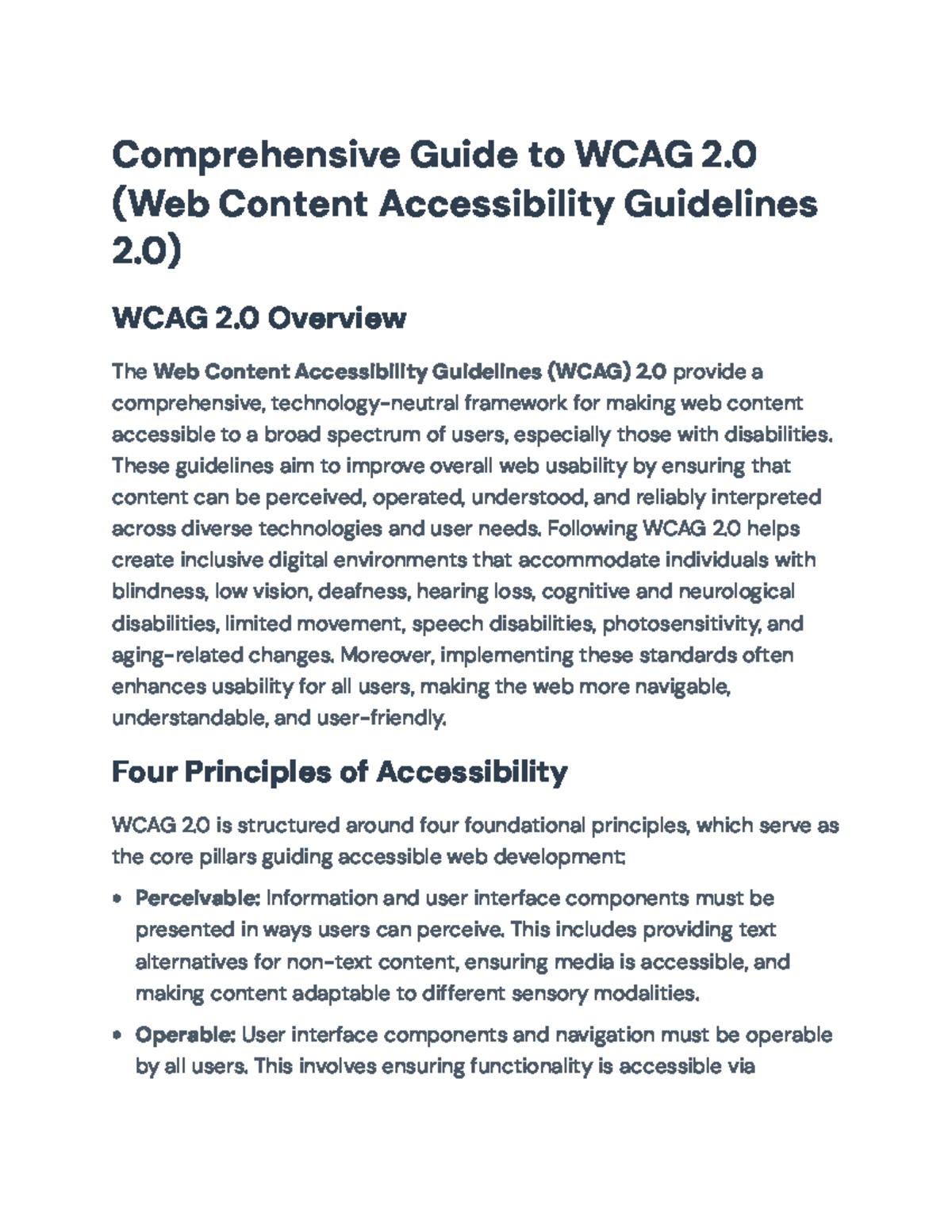Comprehensive Guide to WCAG 2.0: Understanding Accessibility Standards ...