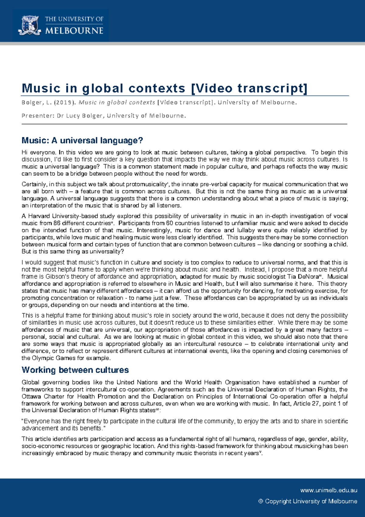 MUSI2015 0 Music in global contexts - Video transcript - unimelb.edu ...