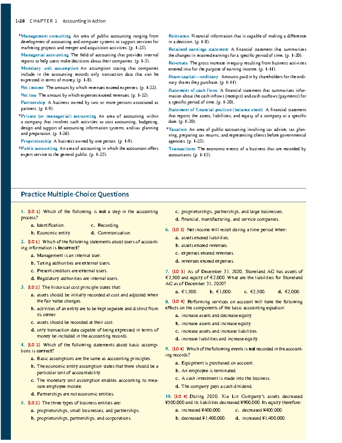 Chapter 1 MCQ for Midterm & Final Exam in Accounting (ACCT 101) - Studocu