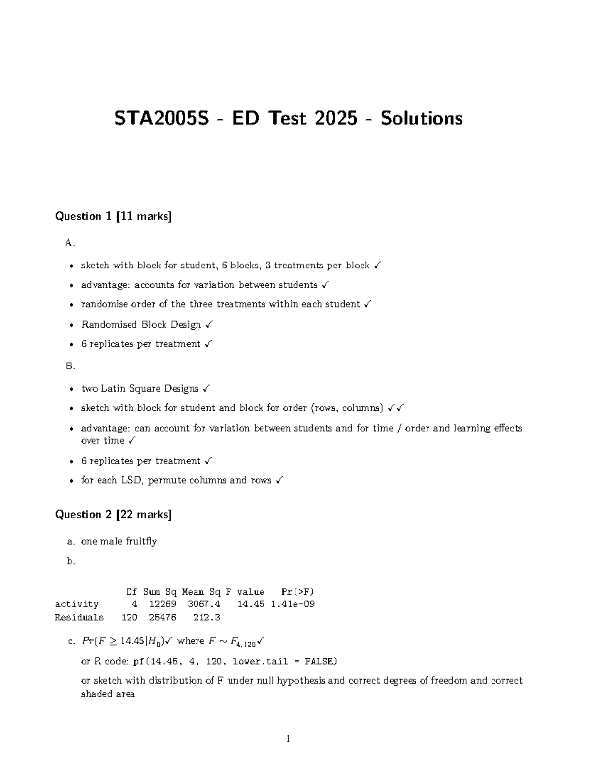 STA2005S ED Test 2025 Solutions Overview and Analysis - Studocu