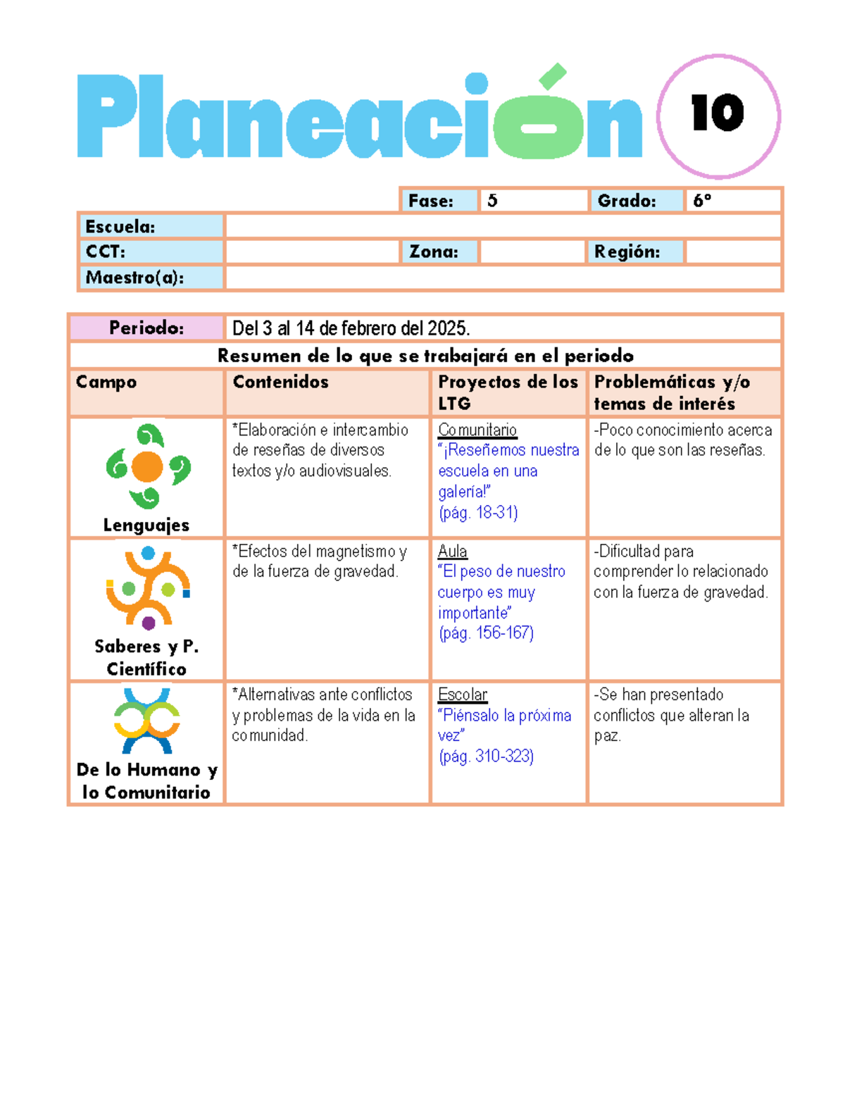 Planeación de Proyectos Comunitarios para 6° Grado: Febrero 2025 - Studocu