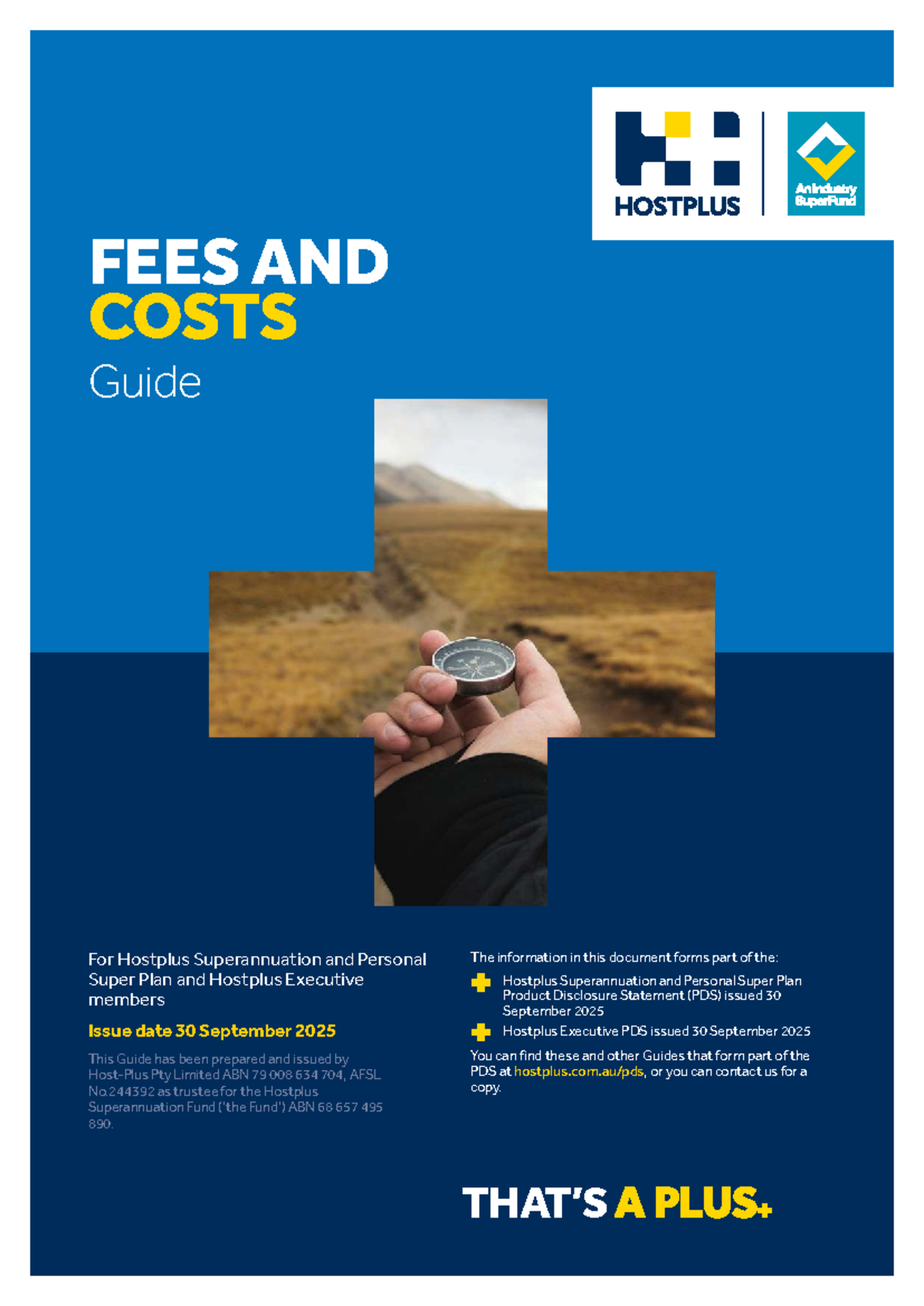 Hostplus Superannuation Fees & Costs Guide - Issue Date 30 Sept 2025 ...